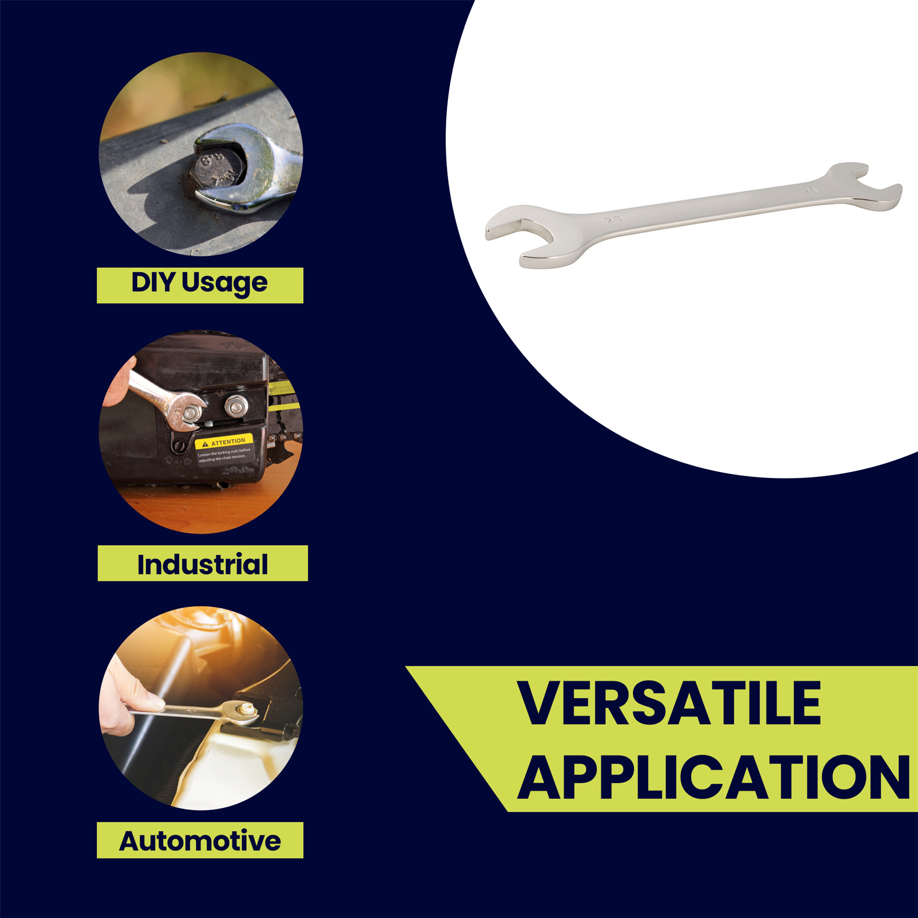 Fixed Head Combination Spanner Open Ended 21mm x 23mm Metric Polished CRV Garage - Image 4