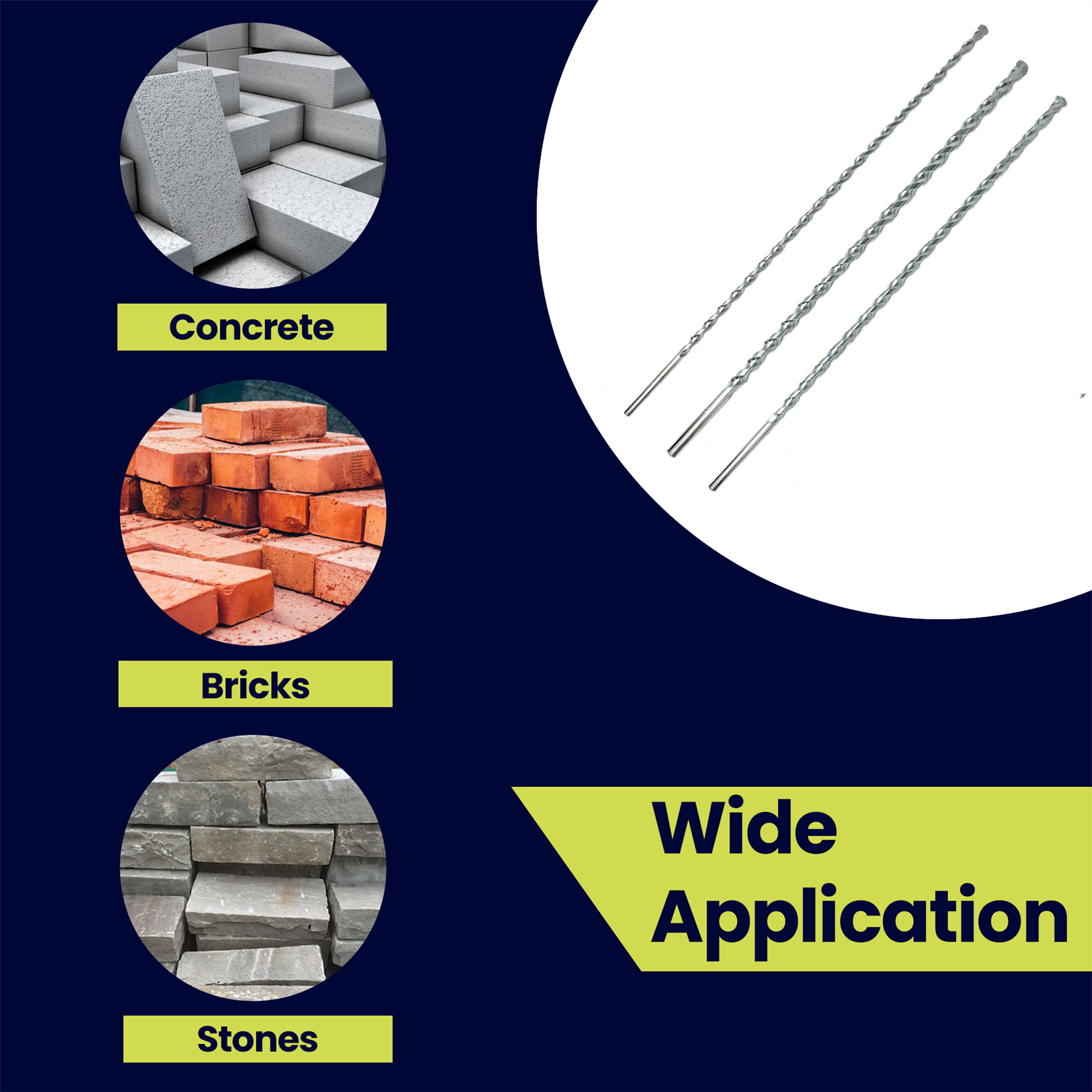 Masonry Drill Bits 400mm Long Sizes 8, 10, 12mm Masonry Wall Drilling Drill Bit - Image 4