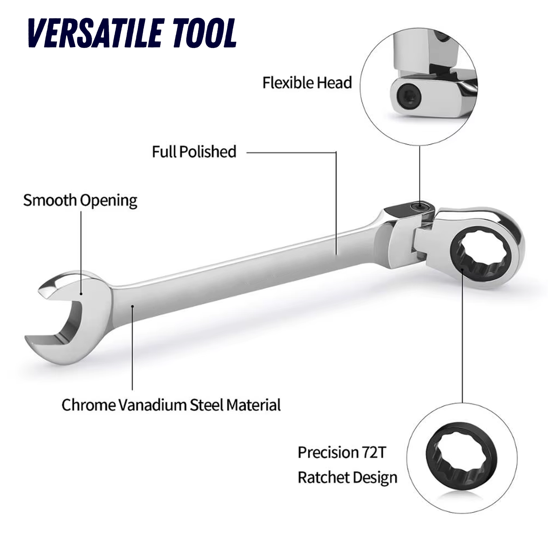 Ratchet Spanner Flexible Head Metric Wrench 13mm Spanner for DIY Hand Tools Car Bicycle Repair - Image 4