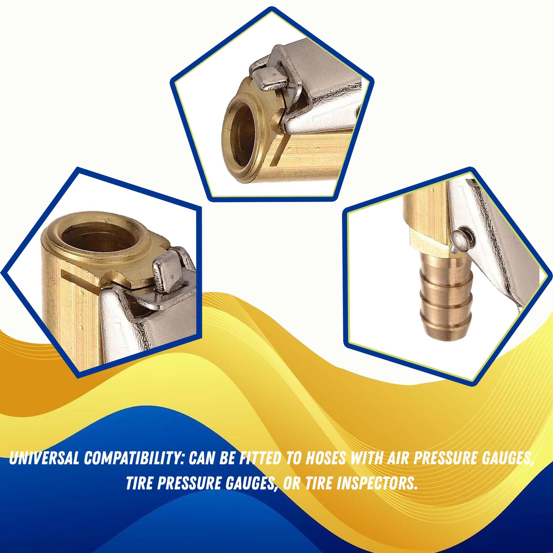 Brass 8mm Car Tyre Inflator Valve Connector Air Chuck Tire Clip Lock-on - Image 8