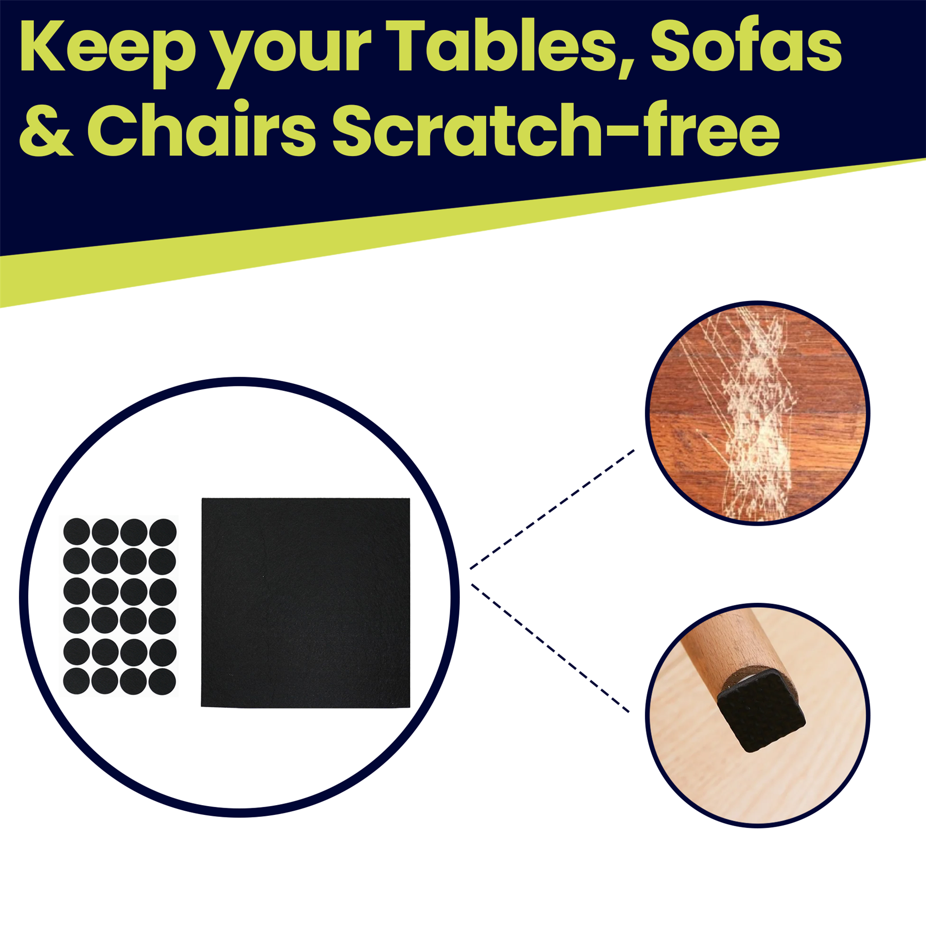 125 pieces Felt Pad for Furniture Feet Felt Floor Protectors Cushion set for Chairs & Furniture Legs - Image 3