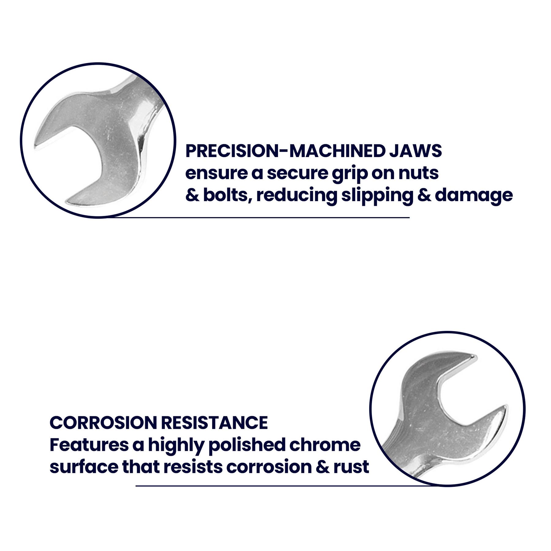 Fixed Head Combination Spanner Open Ended 16mm x 17mm Metric Polished CRV Garage - Image 5
