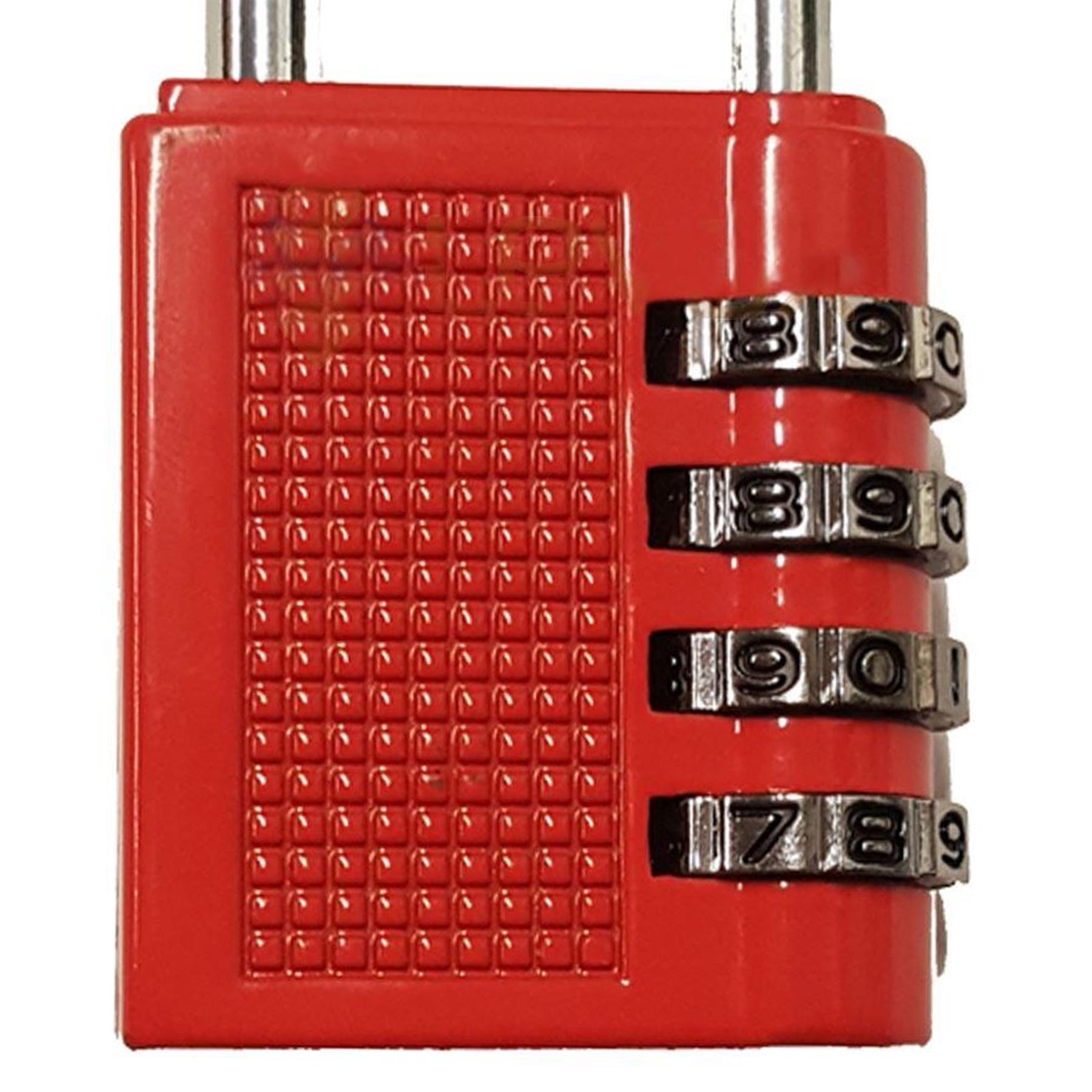 4 Digit Combination Padlock Heavy Duty Outdoor Lock Gym Travel Locker Red - Image 8