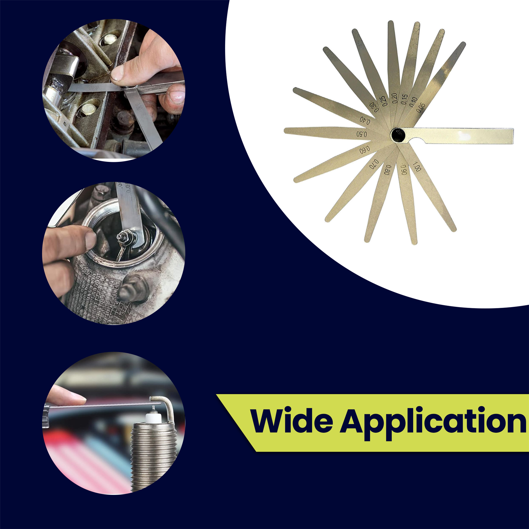 Metric Steel 13 Blade Feeler Gauge 0.05 to 1.0mm Spark Plug Measure Gap Tool Set - Image 6