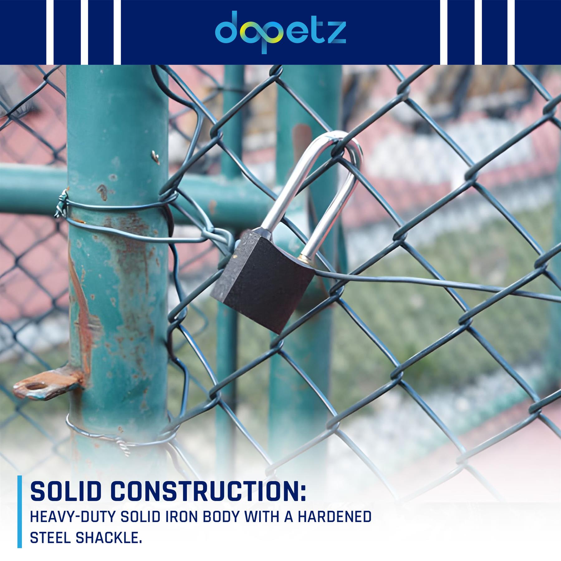 50mm Long Shackle Padlock with 3 Keys High Security Weatherproof Lock for Shed Gym Garage Gate Fence - Image 6