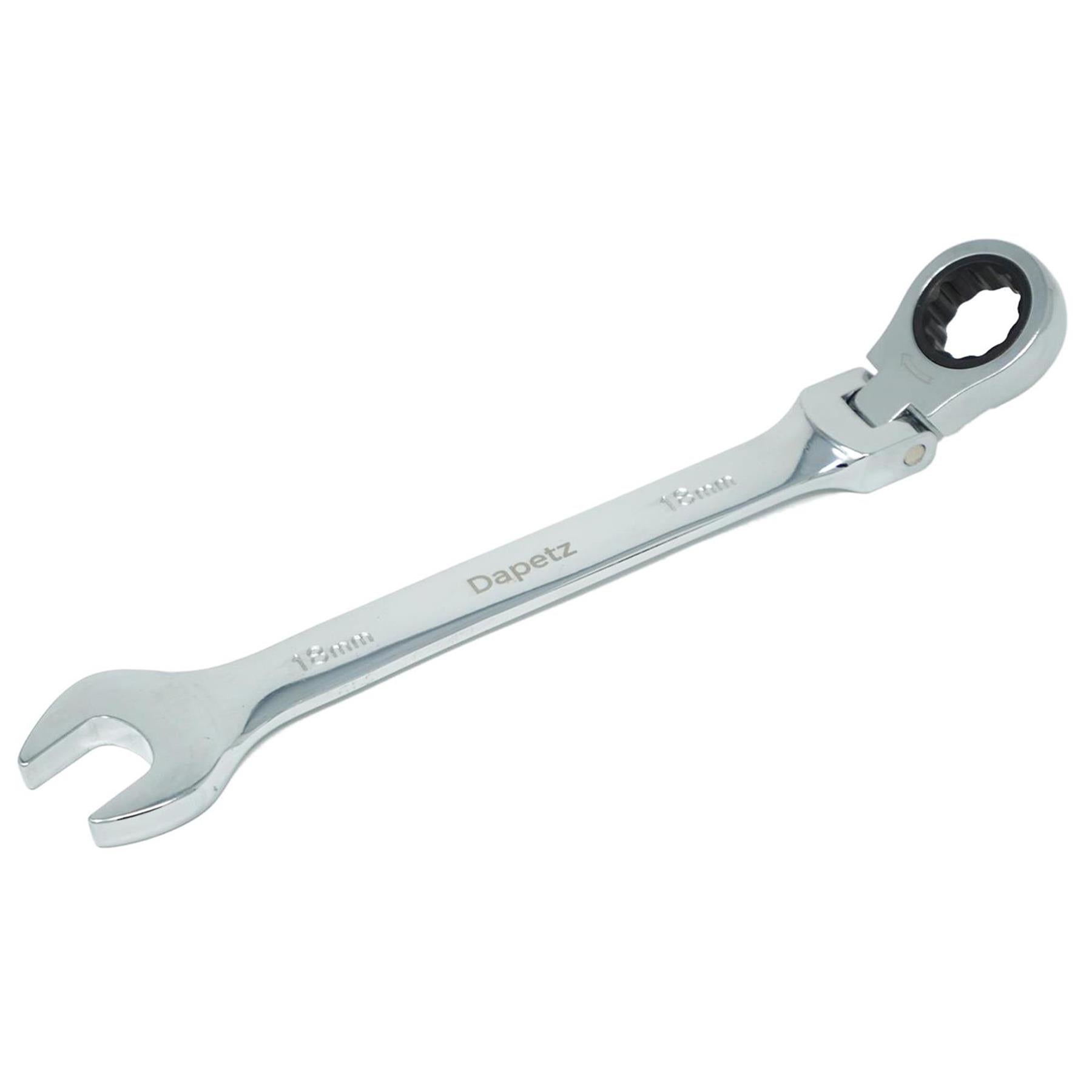 Flexible Head Ratchet Spanner 18mm Chrome Vanadium Steel Combination Wrench Open End Metric Spanner - Image 12