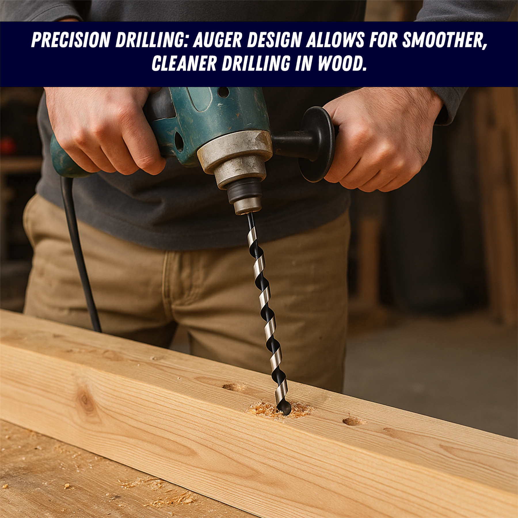 4Pc 600mm Long Auger Drill Bit Set Hex Shank 8mm - 24mm Wood Drilling - Image 3