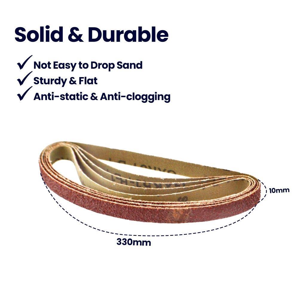 5 Pack Sanding Belts 330mm x 10mm (40 Grit) Coarse Sander Sheets Sanding Belts - Image 8