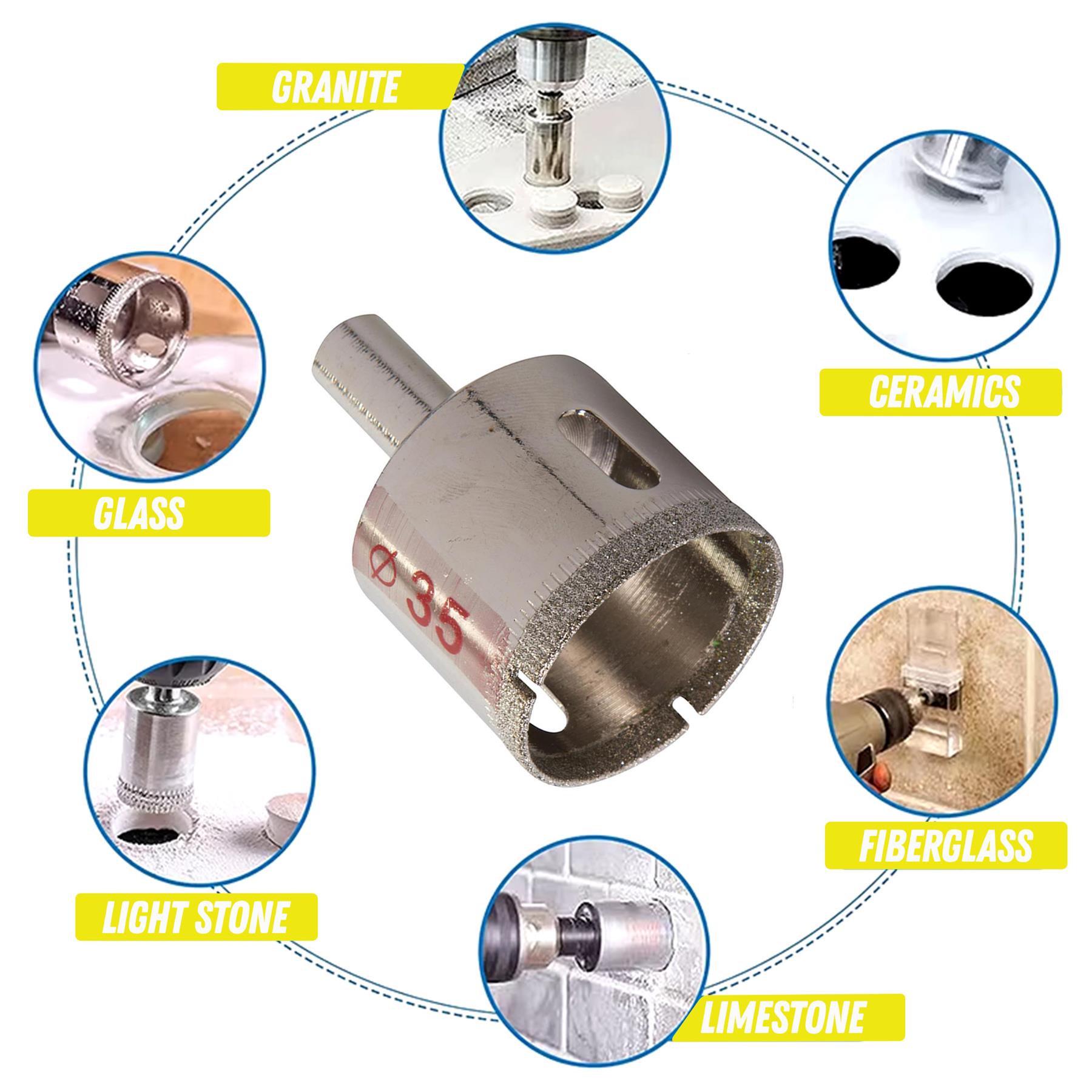 Diamond Holesaw Ceramic Tile Tiling Drill Bit Hole Cutter Cutting Tool 35mm - Image 2
