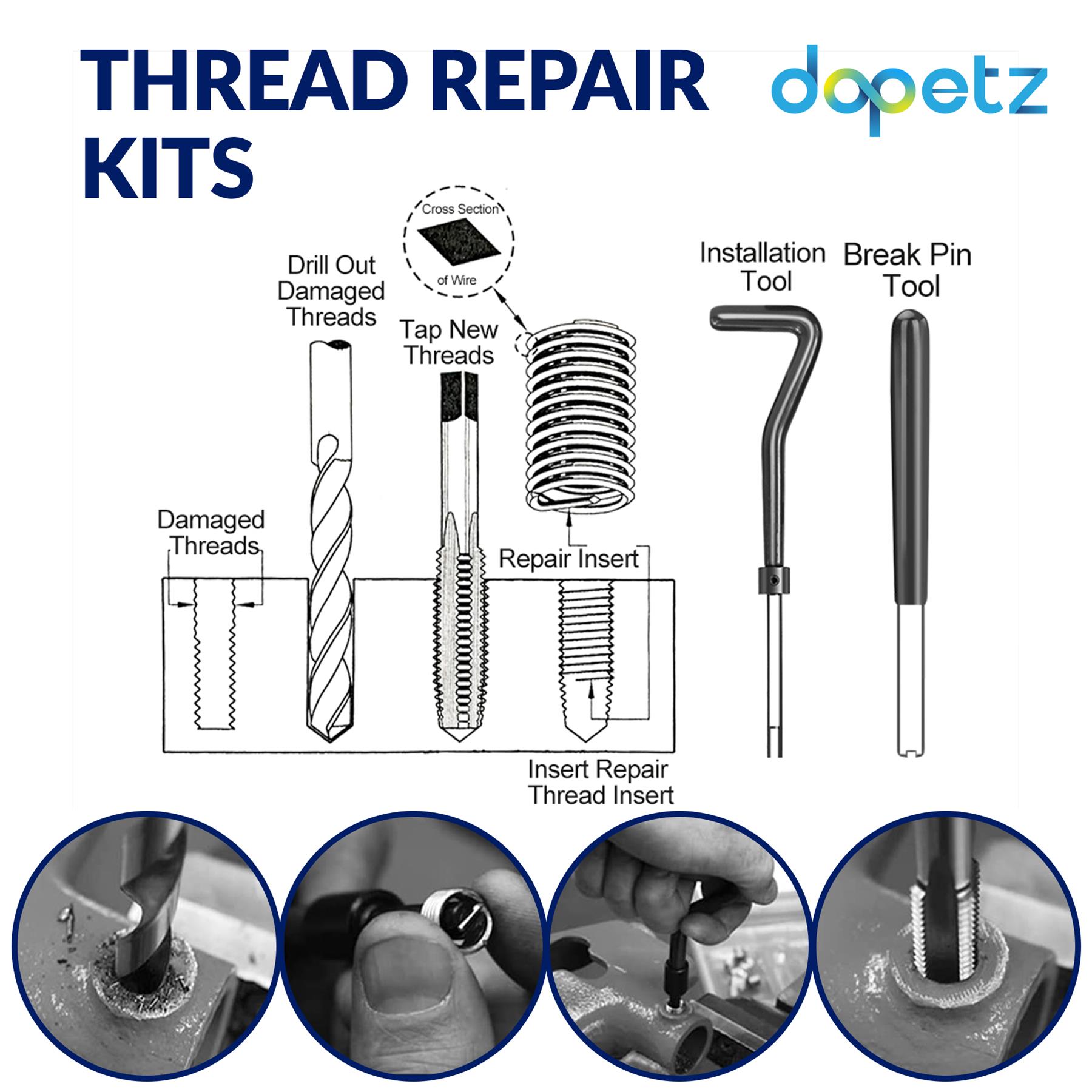 15 Piece Helicoil Thread Repair Kit M12 X 1.25 X 16.3mm Garage Workshop Tool Set - Image 2