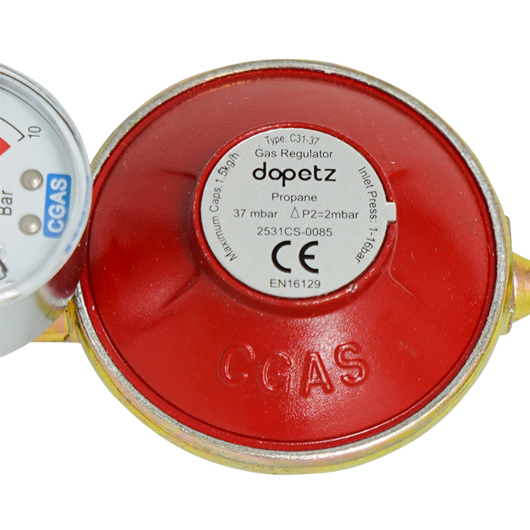 Propane Gas Regulator 37mbar With Pressure Gauge 16 bar Screw In Male Pol 5/8" - Image 11