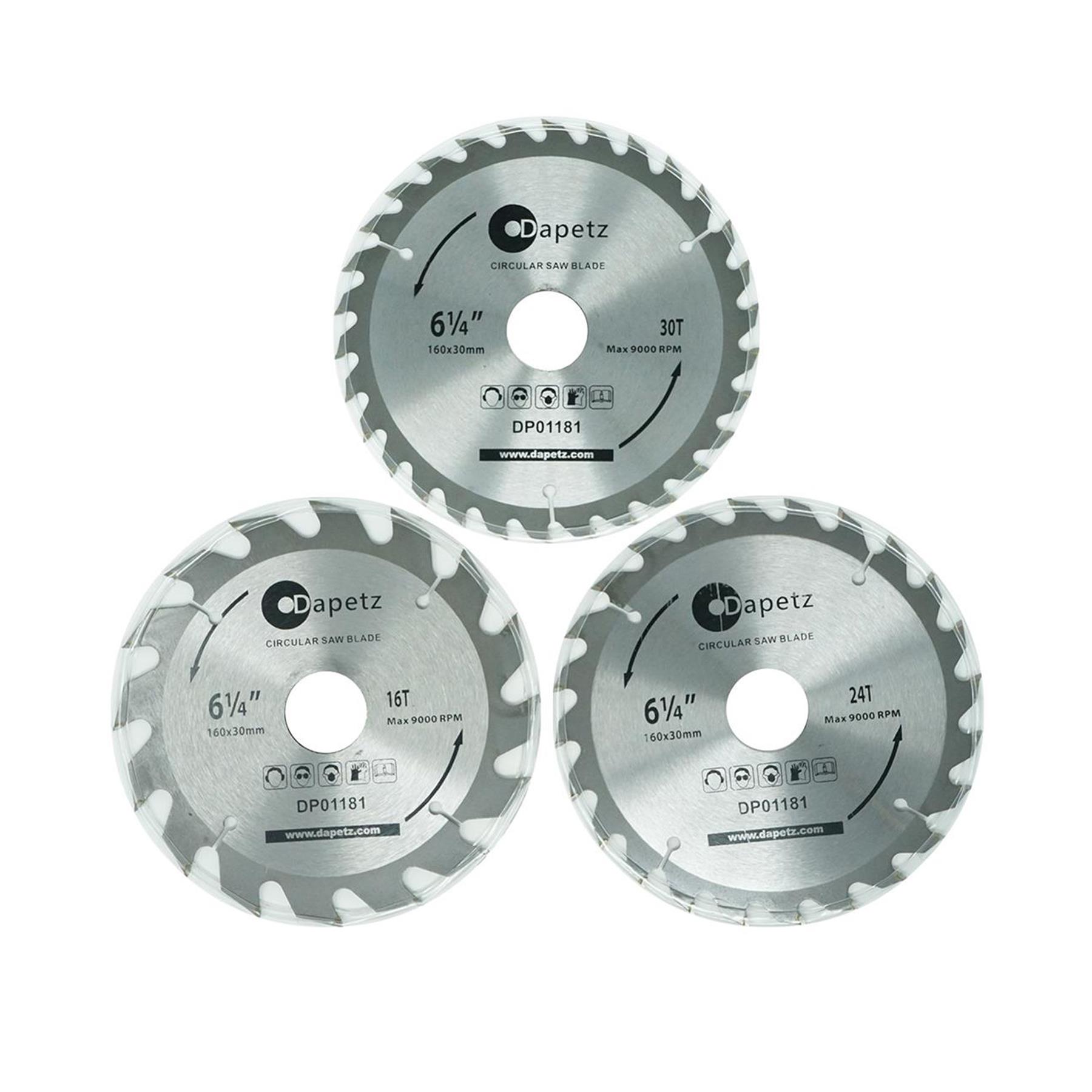 3 Circular Saw Blades 160mm Dia (6 1/4") 30mm Bore 20 & 16 mm Reduction Ring