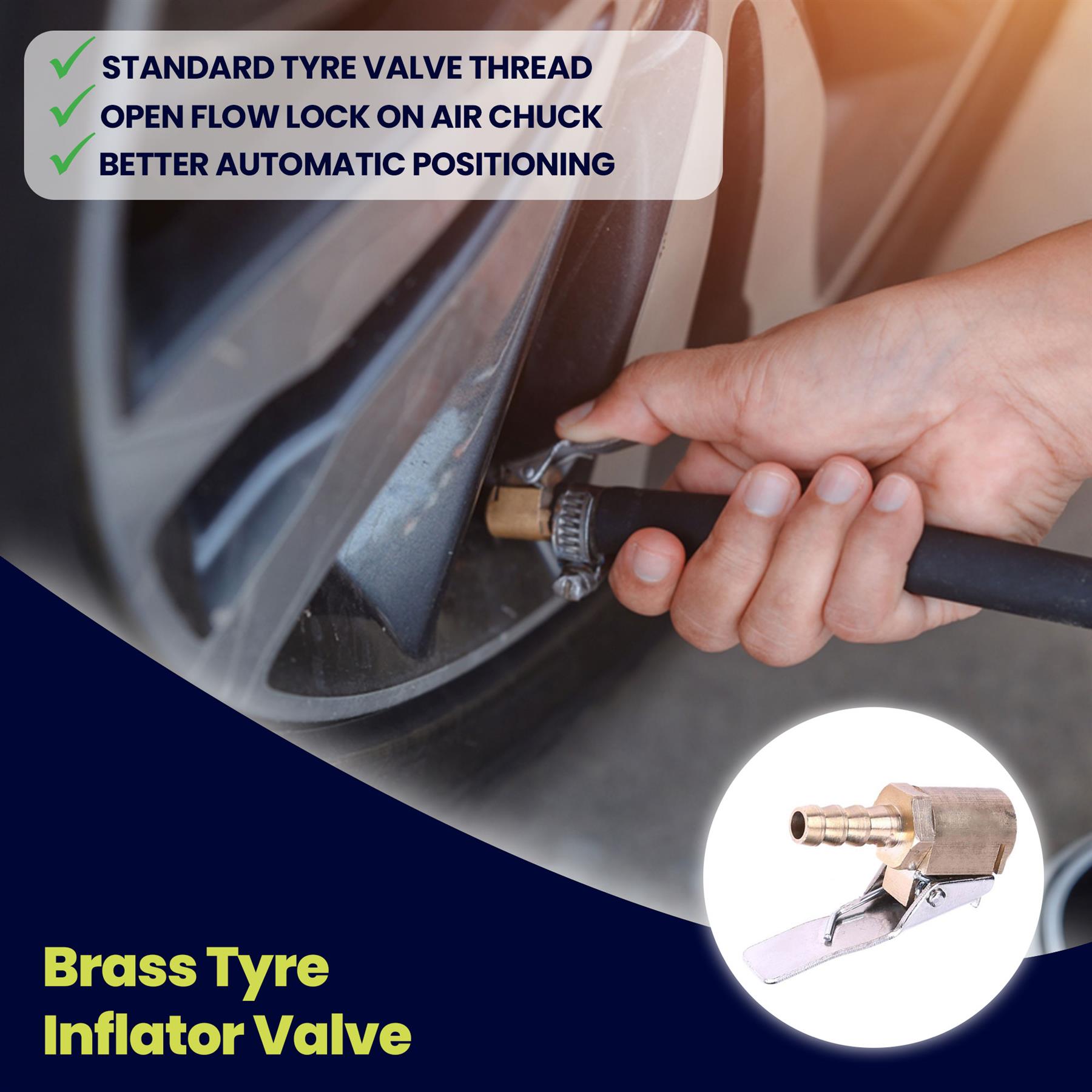 Brass 6mm Car Tyre Inflator Valve Connector Air Chuck Tire Clip Lock-on - Image 3