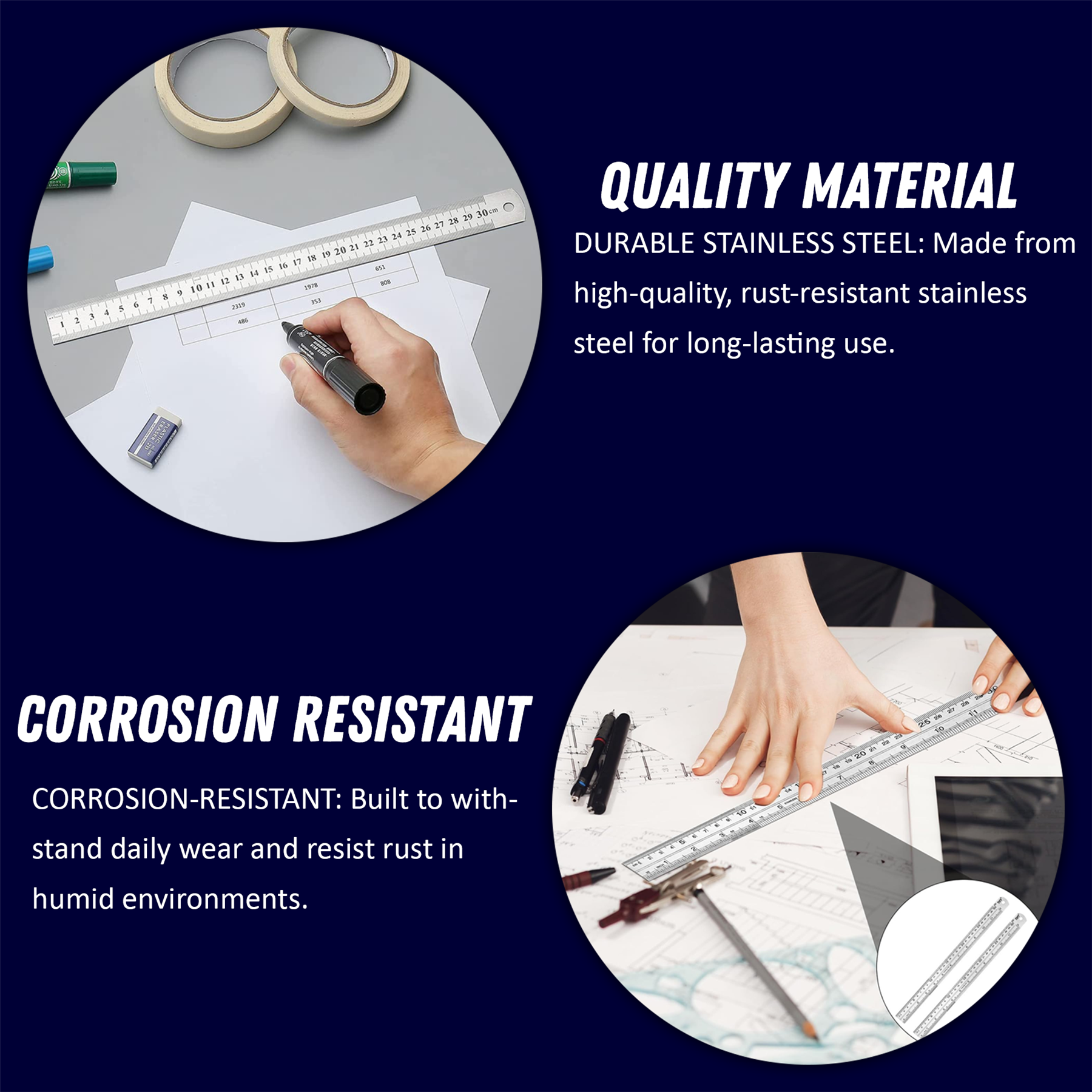 Stainless Steel Metal Ruler 36in 900mm Precision Measuring Tool Dual Metric Imperial Straight Edge - Image 5