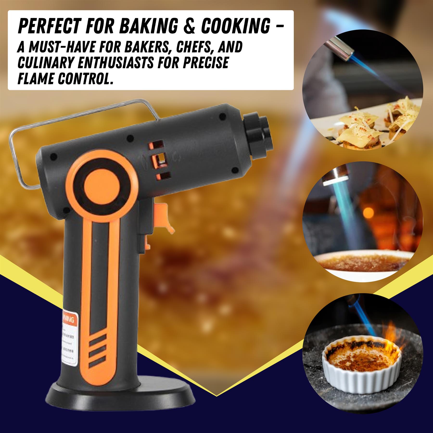 Butane Blow Torch Adjustable Flame Blow Torch Lighter with Safety Lock for Creme Brulee, BBQ and Baking - Image 4