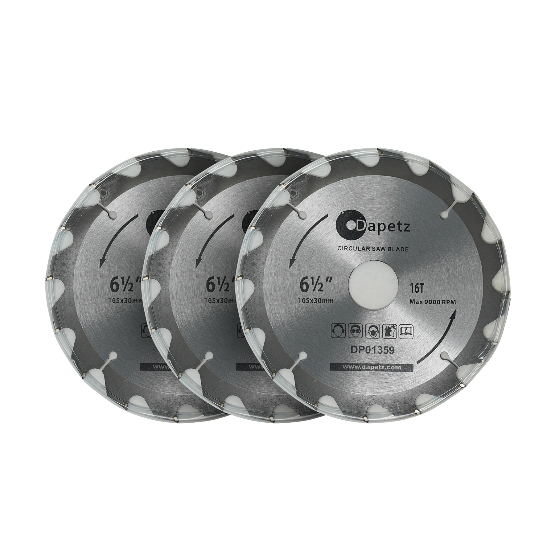 3 Piece TCT Circular Saw Blade Set 165 x 30 - 20, 16, 10mm Rings - Image 6