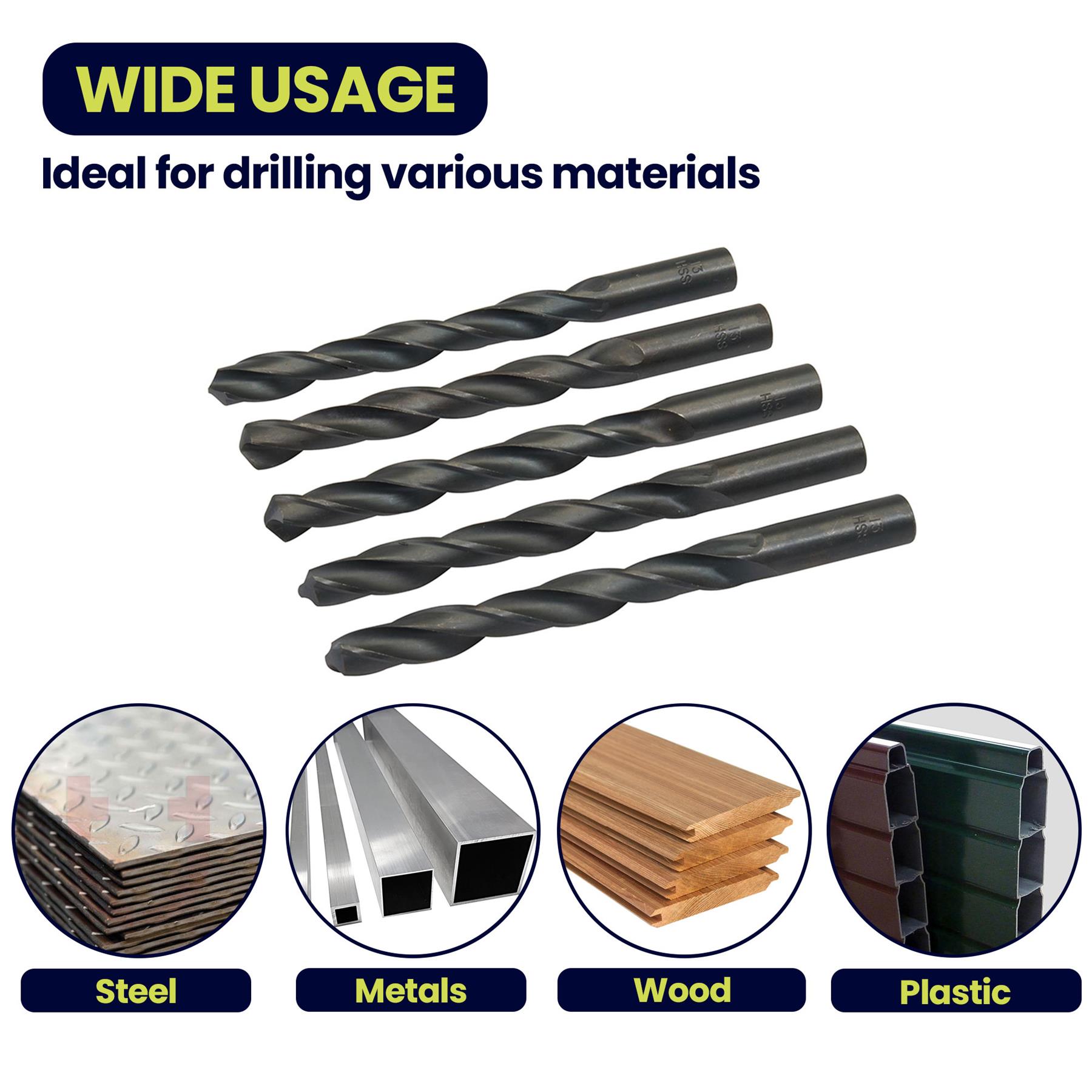 HSS Metric Jobber Drill Bits 13mm Metal Steel Wood Plastic Aluminium Pack of 5 - Image 3