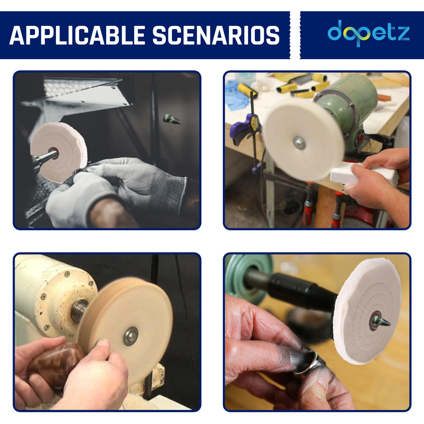 6'' Polishing Wheel 150mm Cotton Buffing Wheel 1/2'' Arbor for Bench Grinder Wood Metal Jewelry - Image 2