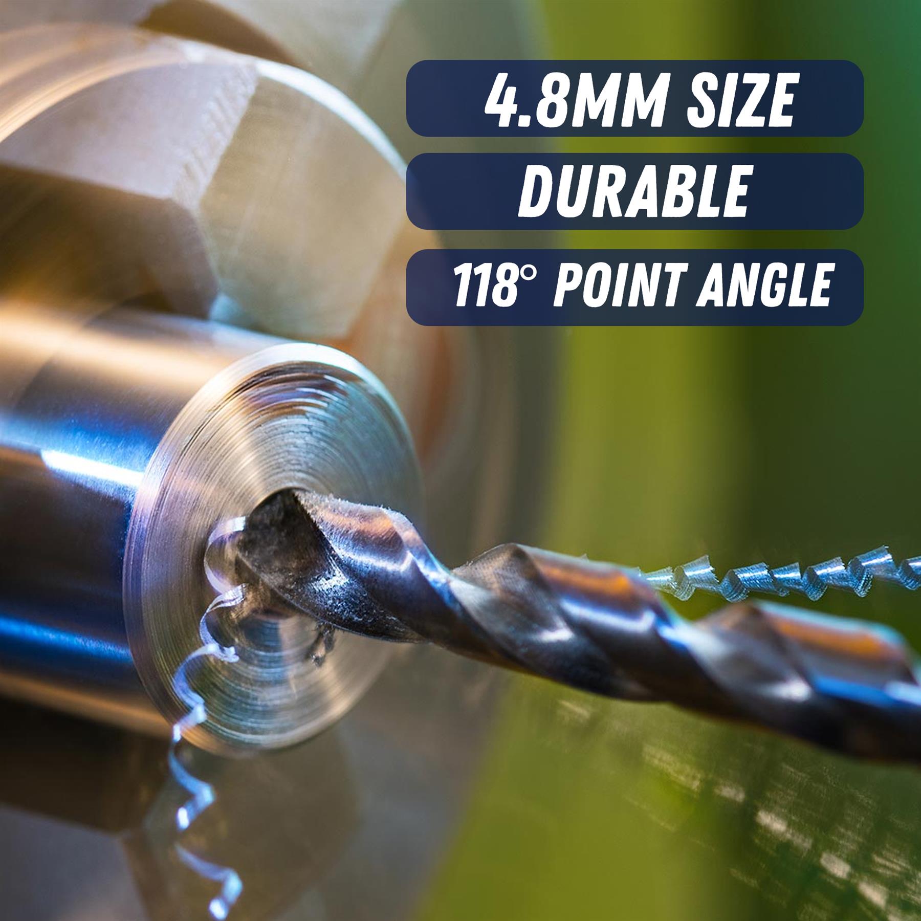 Pack of 10 HSS Metric Jobber Drill Bits 4.8mm High Speed Steel Drill Bits for Metal, Wood, Plastic - Image 4