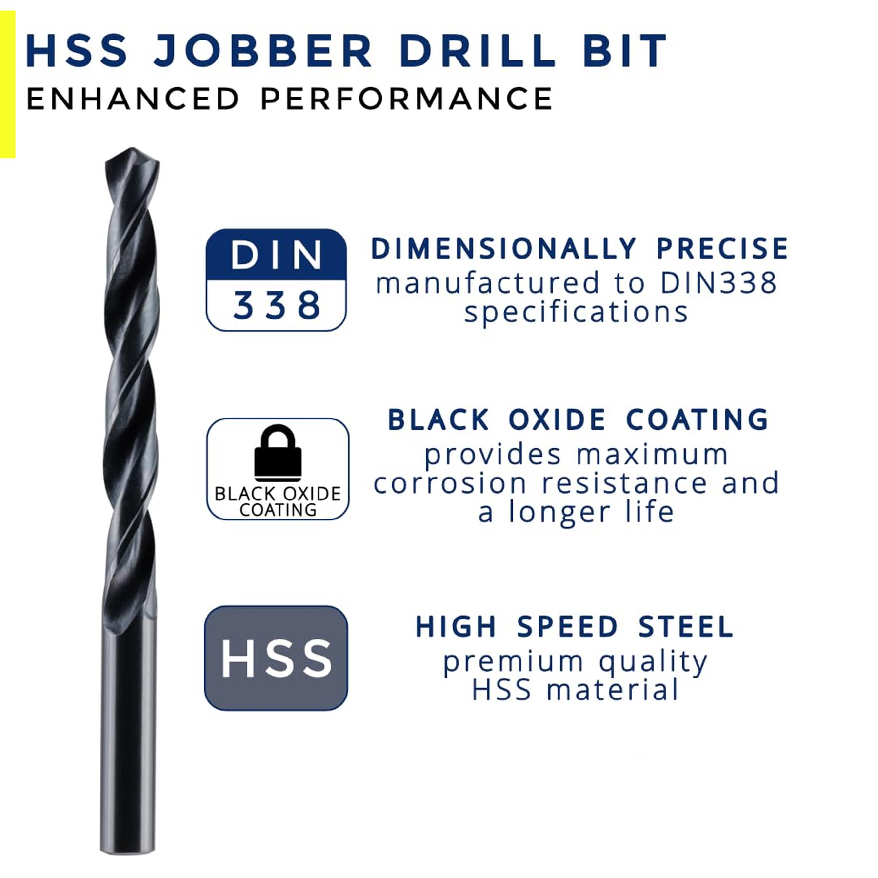 Pack of 10 HSS Metric Jobber Drill Bit 8mm High Speed Steel Drill Bits Set for Metal Steel Wood Plastic - Image 3