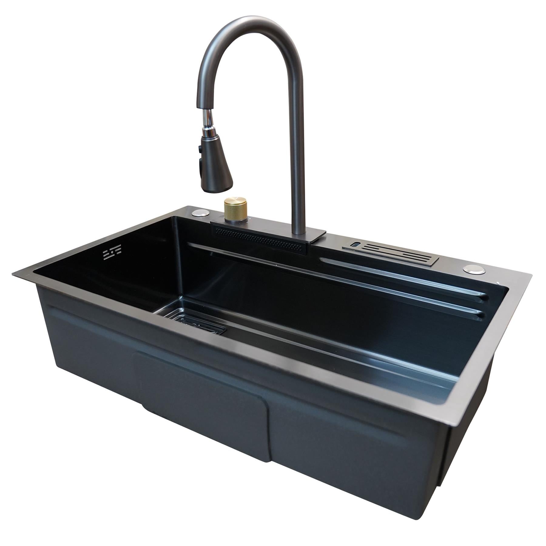 Kitchen Sink With Tap Multi-Purpose Nano Wash Basin Stylish Creative Sinks Black - Image 3