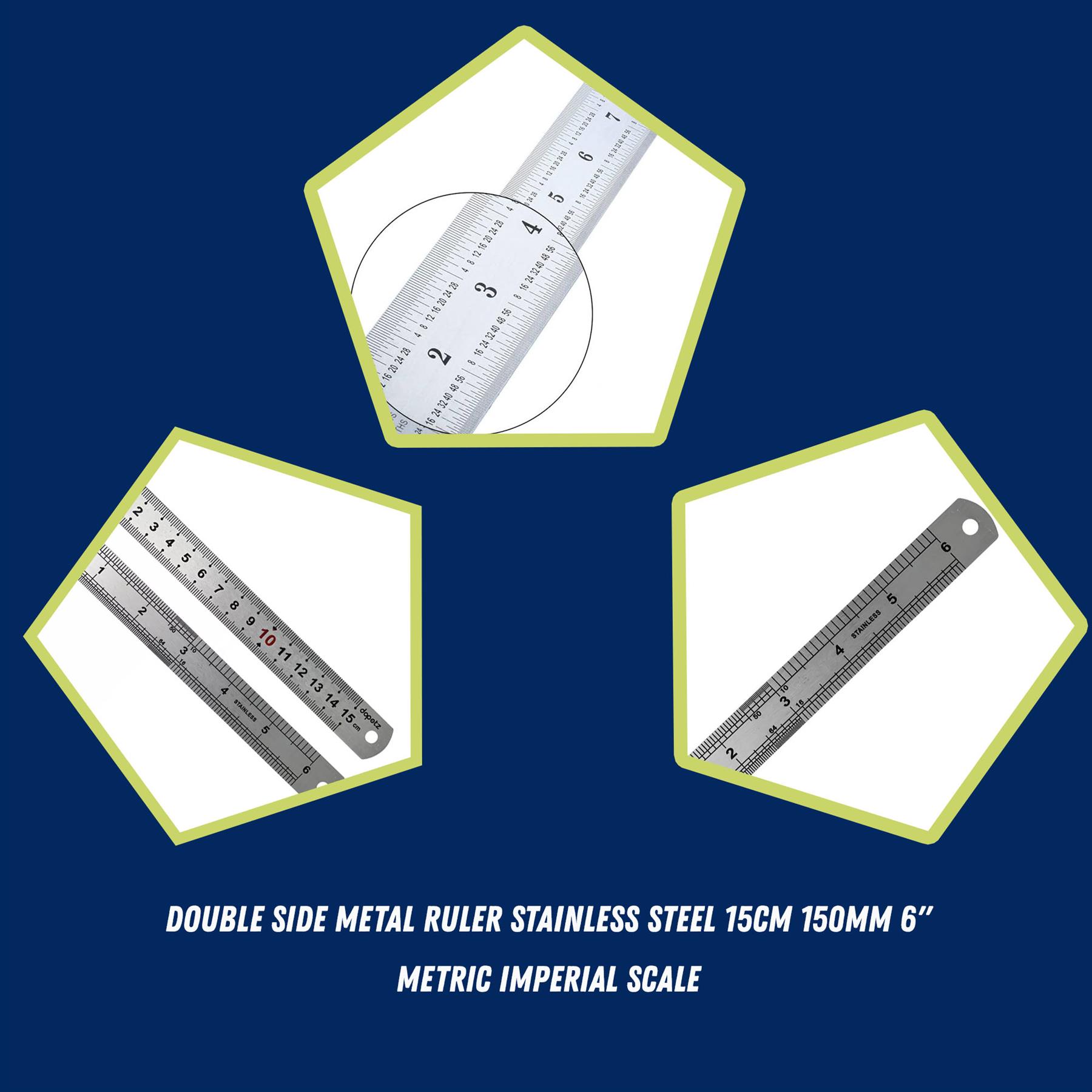 Stainless Steel Metal Ruler 6in 150mm Precision Measuring Tool Dual Metric Imperial Straight Edge - Image 3