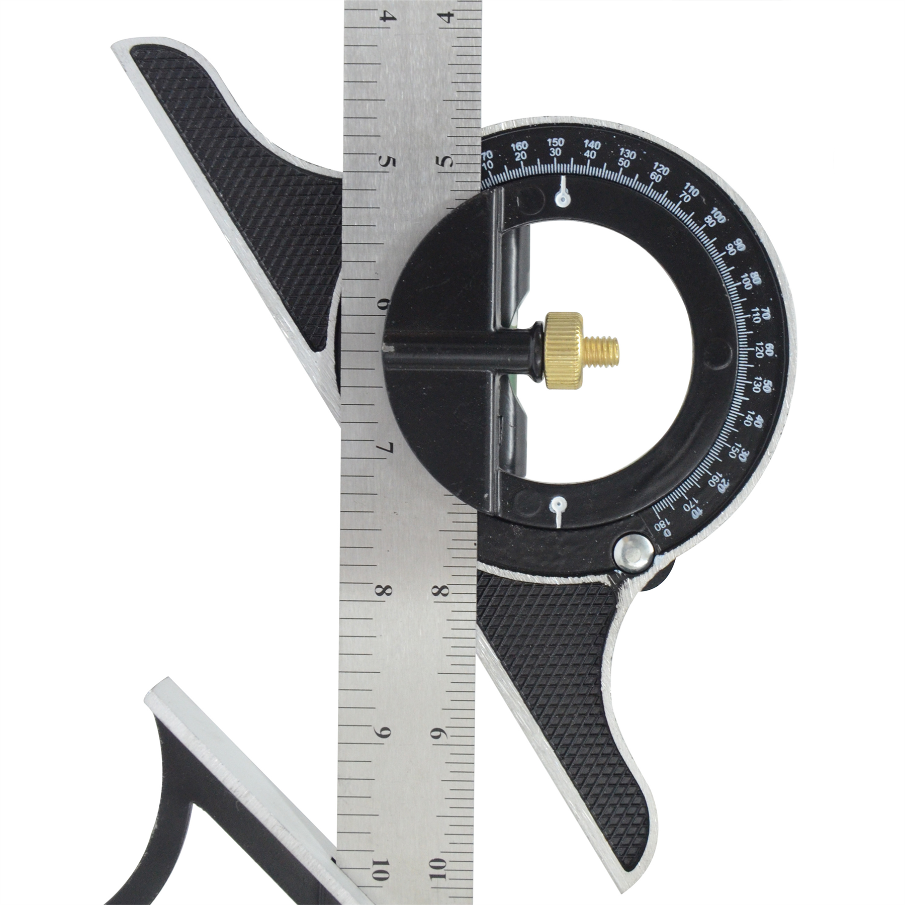 12in 300mm Combination Square Stainless Steel Adjustable Angle Ruler 180° with Bubble Level Tool - Image 9