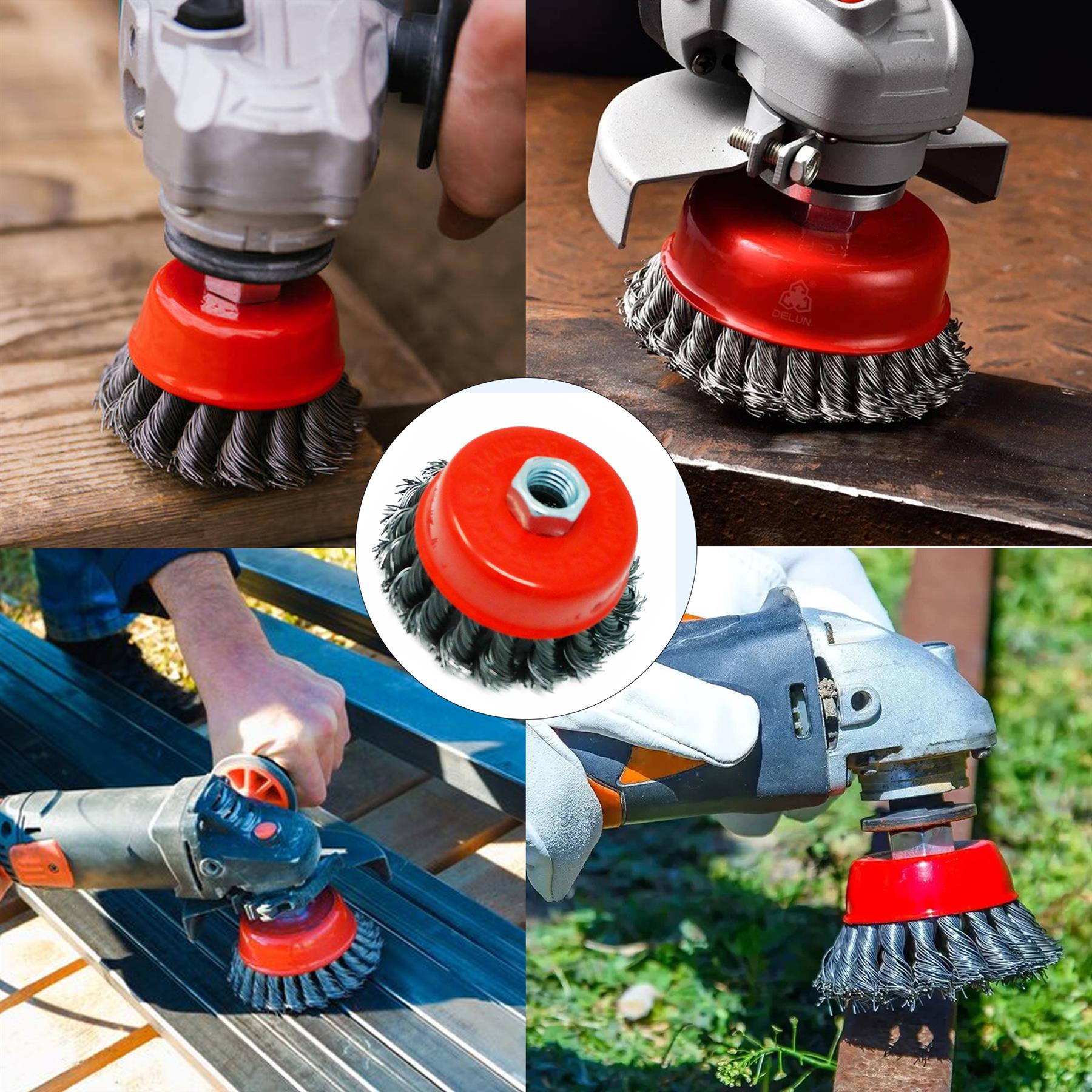 3" TWIST KNOT WIRE WHEEL CUP BRUSH FOR 115mm ANGLE GRINDER 75mm - Image 4