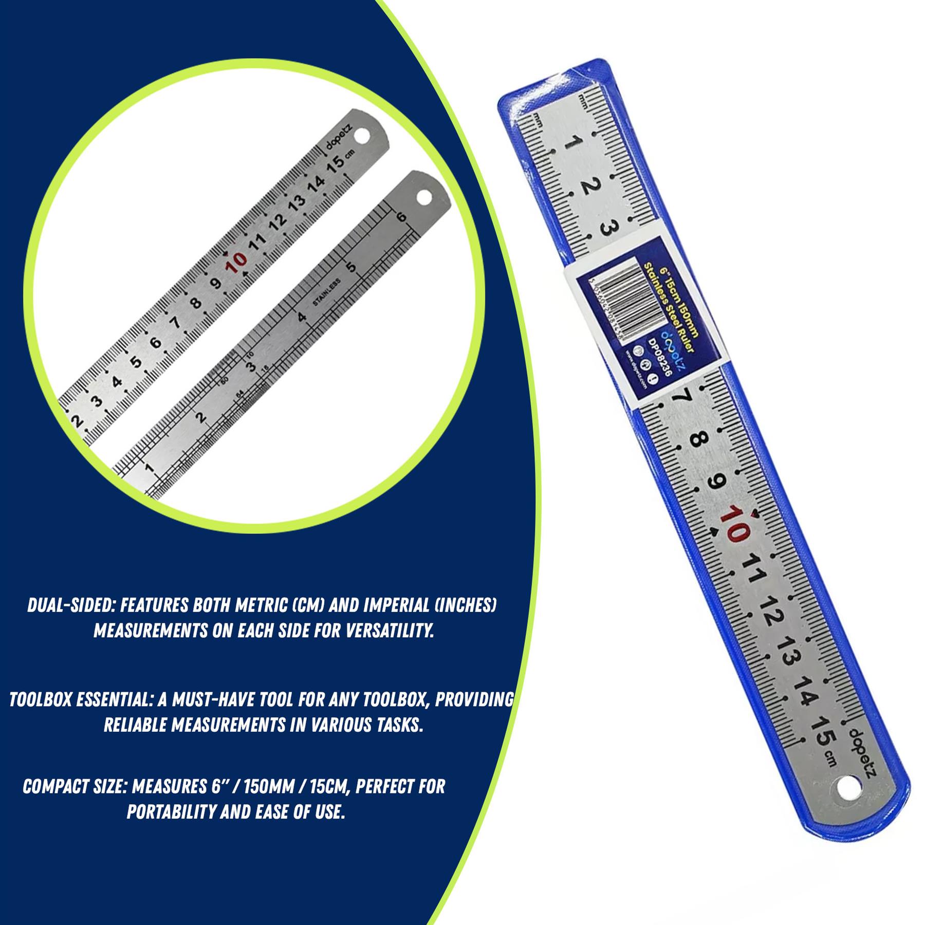Stainless Steel Metal Ruler 6in 150mm Precision Measuring Tool Dual Metric Imperial Straight Edge - Image 4