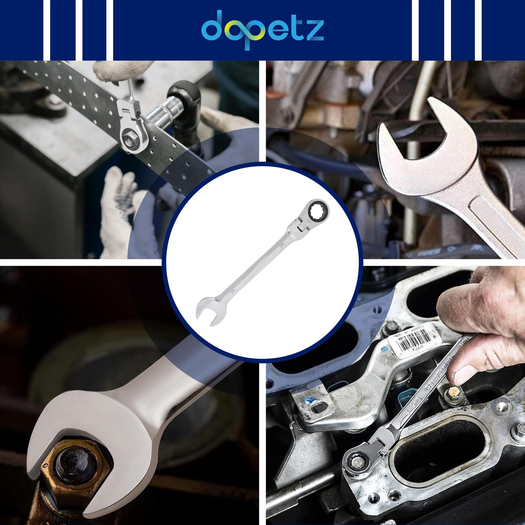 Metric Flexible Ratchet Spanners 30mm Flexi Head Open End Ring Wrench - Image 6