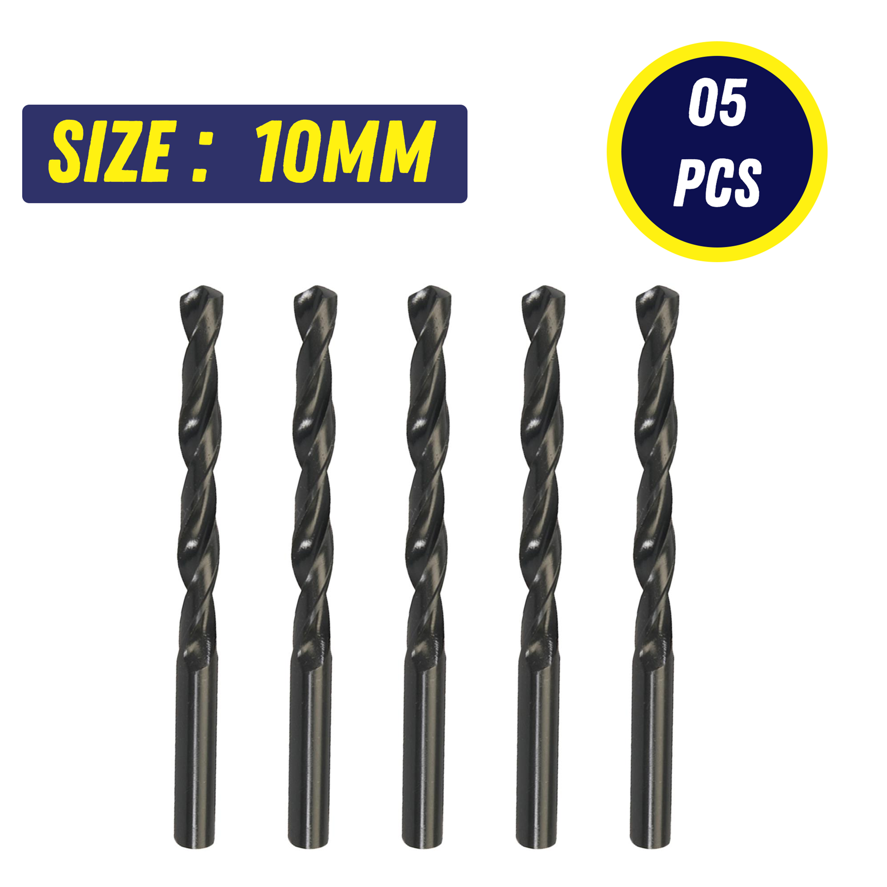 Quality 5Pk Metric HSS-R Jobber Bits 10mm Hand Tool Drills - Image 2