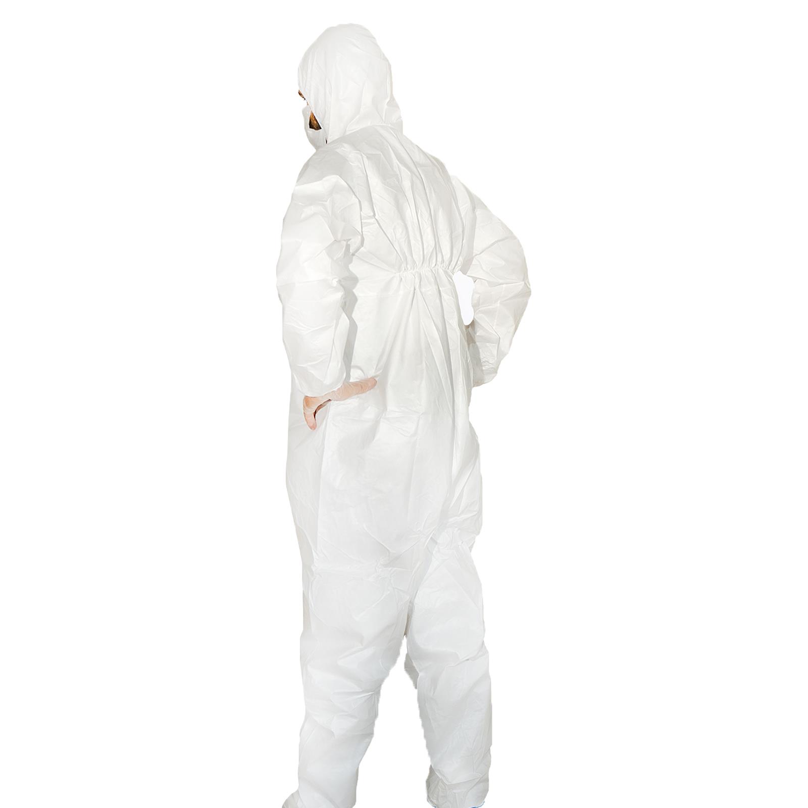 Disposable Breatheable Coveralls Boile Hood Protective Suit With Zip Large - Image 5