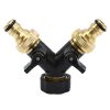 Brass Double Garden Tap Adapter 3/4" 2-Way Hose Connector Splitter Strong Metal