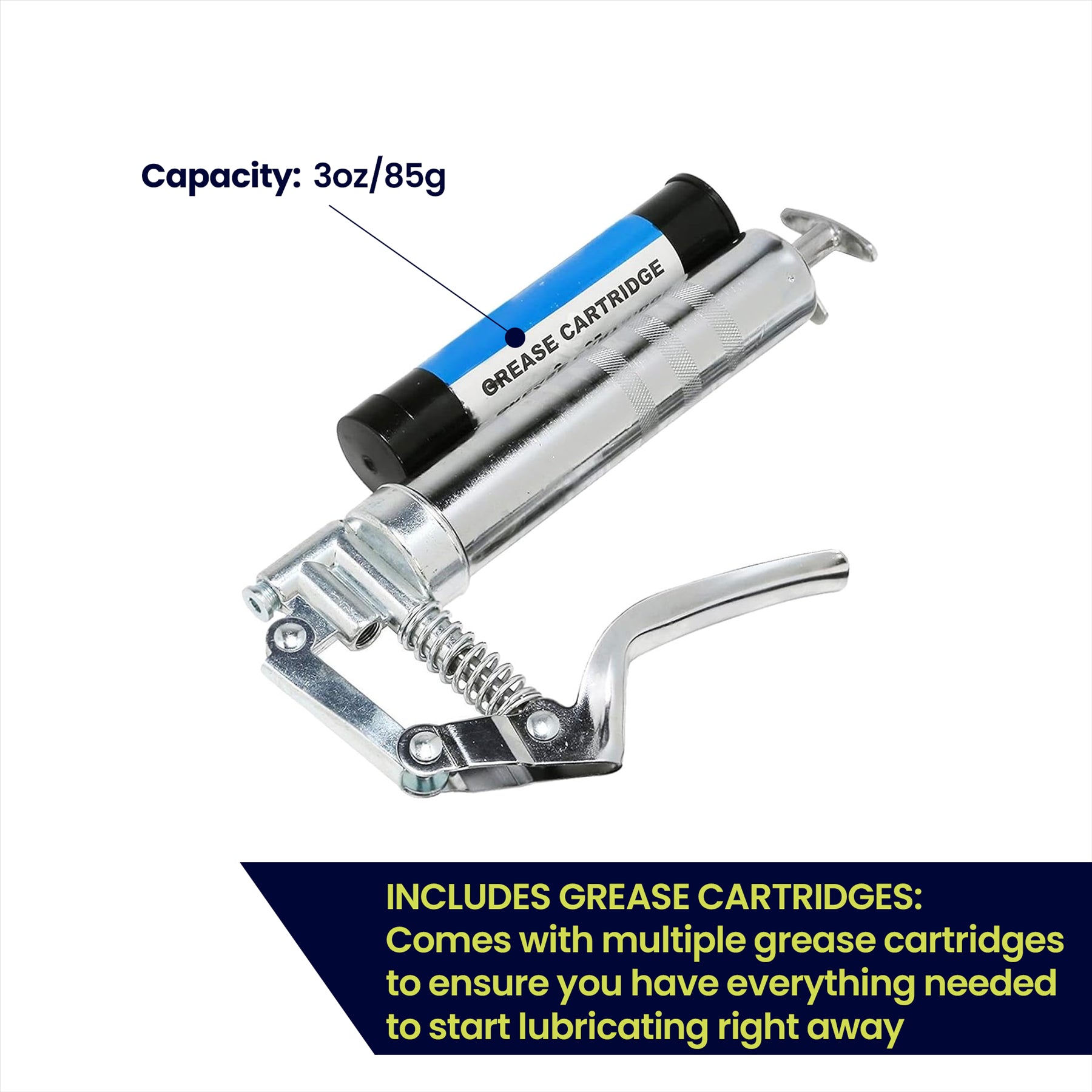 PISTOL GRIP MANUAL GREASE GUN SET WITH GREASE CARTRIDGES - Image 4