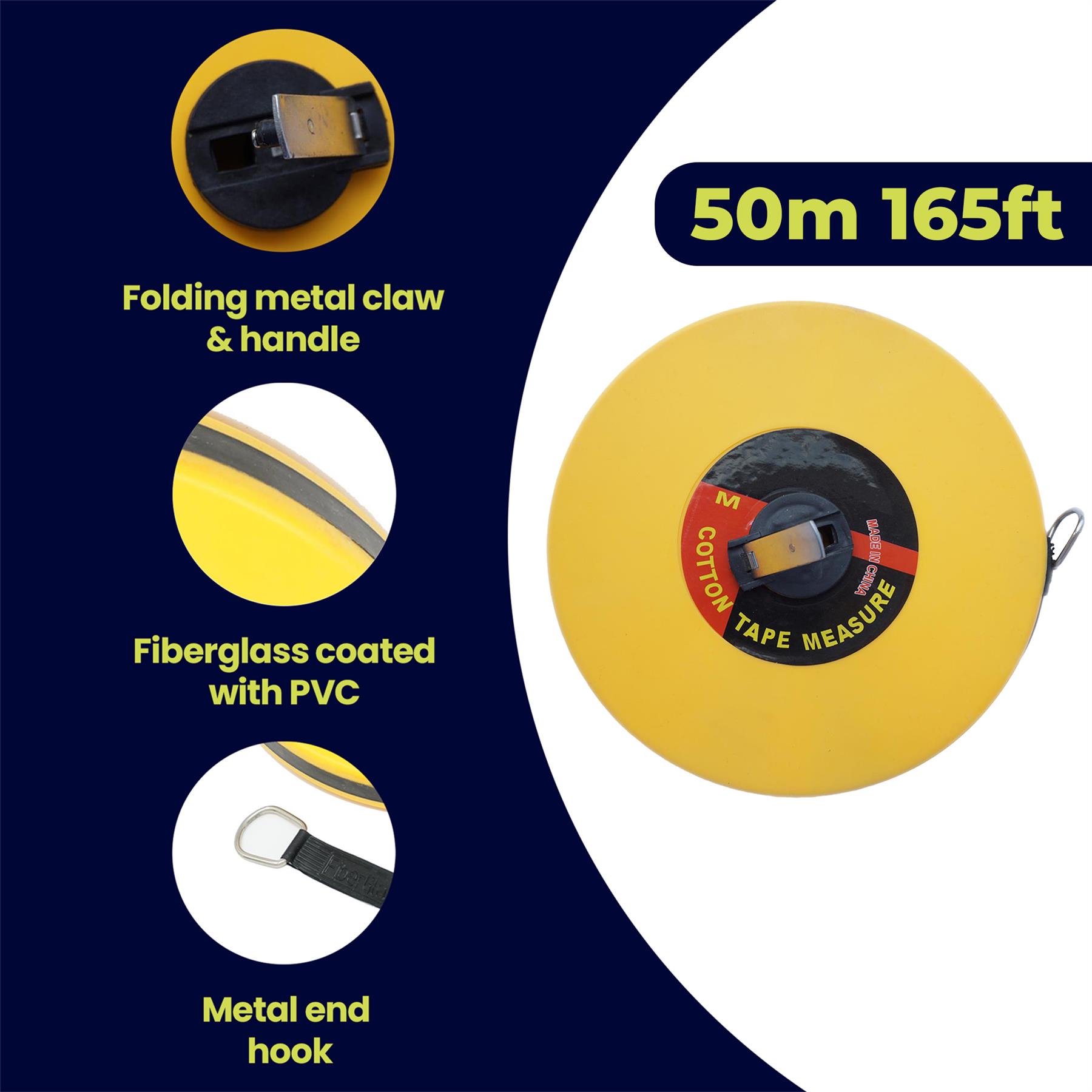 Surveyors 50 M Tape Measure Fibreglass 50 Metre Metric Imperial - Image 3