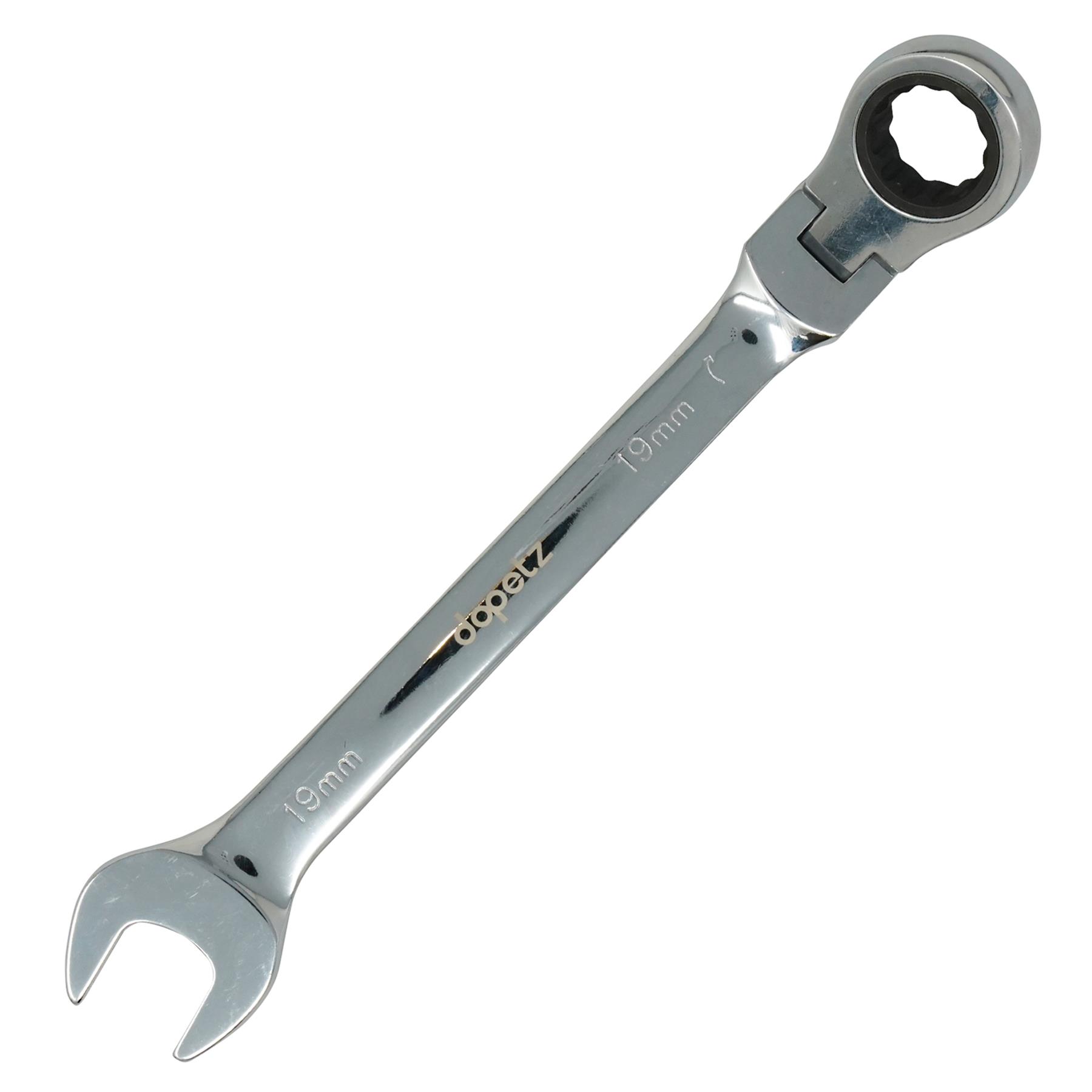 Flexible Head Ratchet Spanner 19mm Wrench Open End Ring Metric Spanner - Image 7