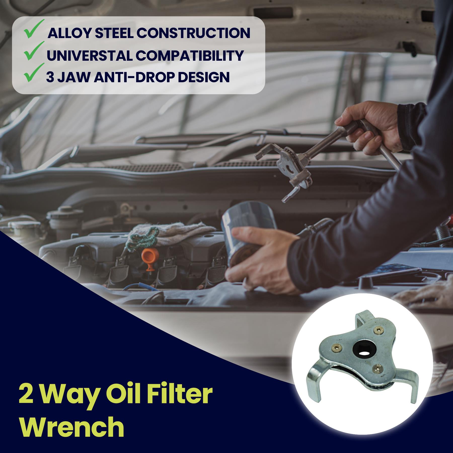 New 3 Leg 2 Way Oil Fuel Filter Wrench 63-102mm Dual Drive Removal Tool Remover - Image 5