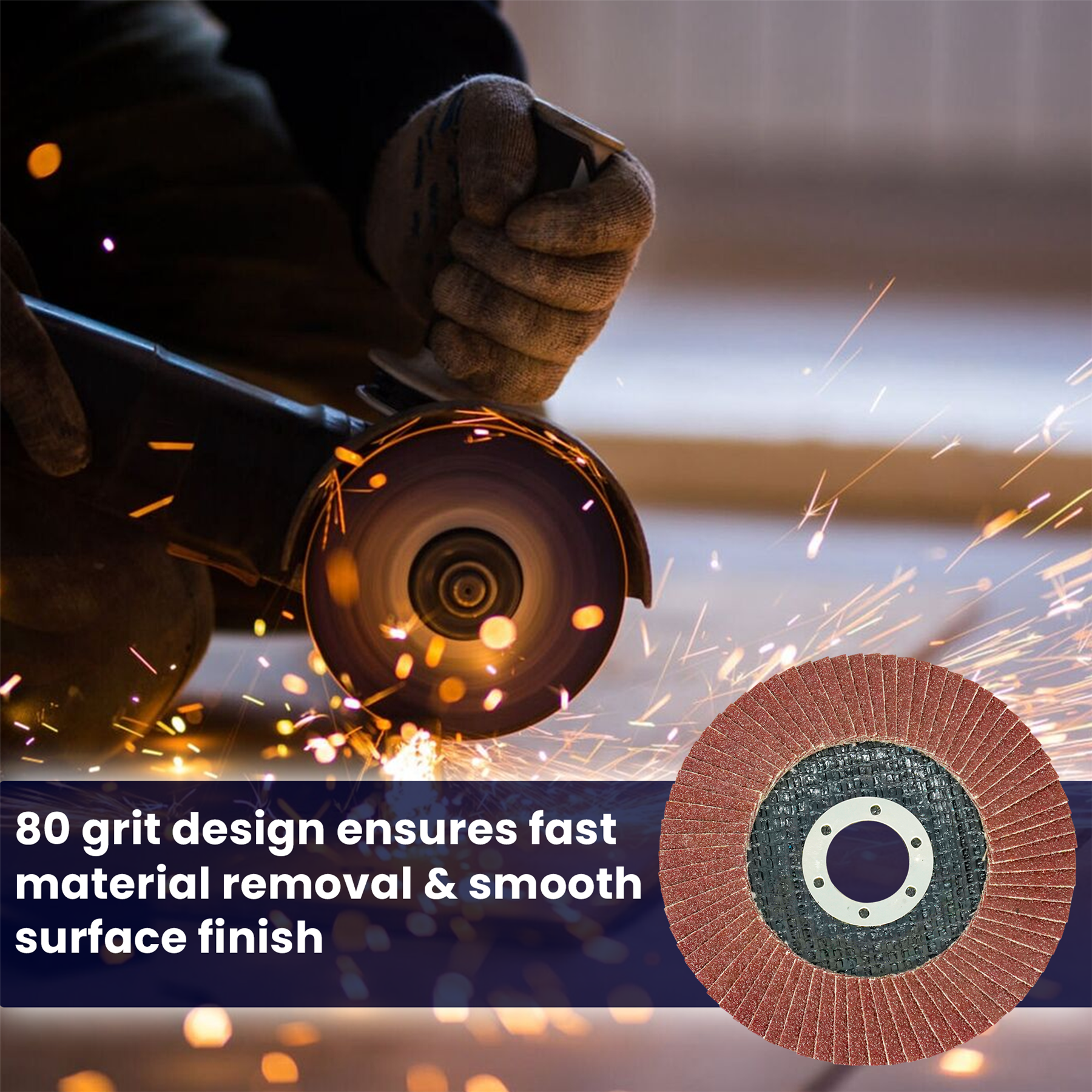 10x Flap Discs 115mm Sanding 80 Grit Grinding Wheels Disc 4.5" Aluminium Oxide - Image 5