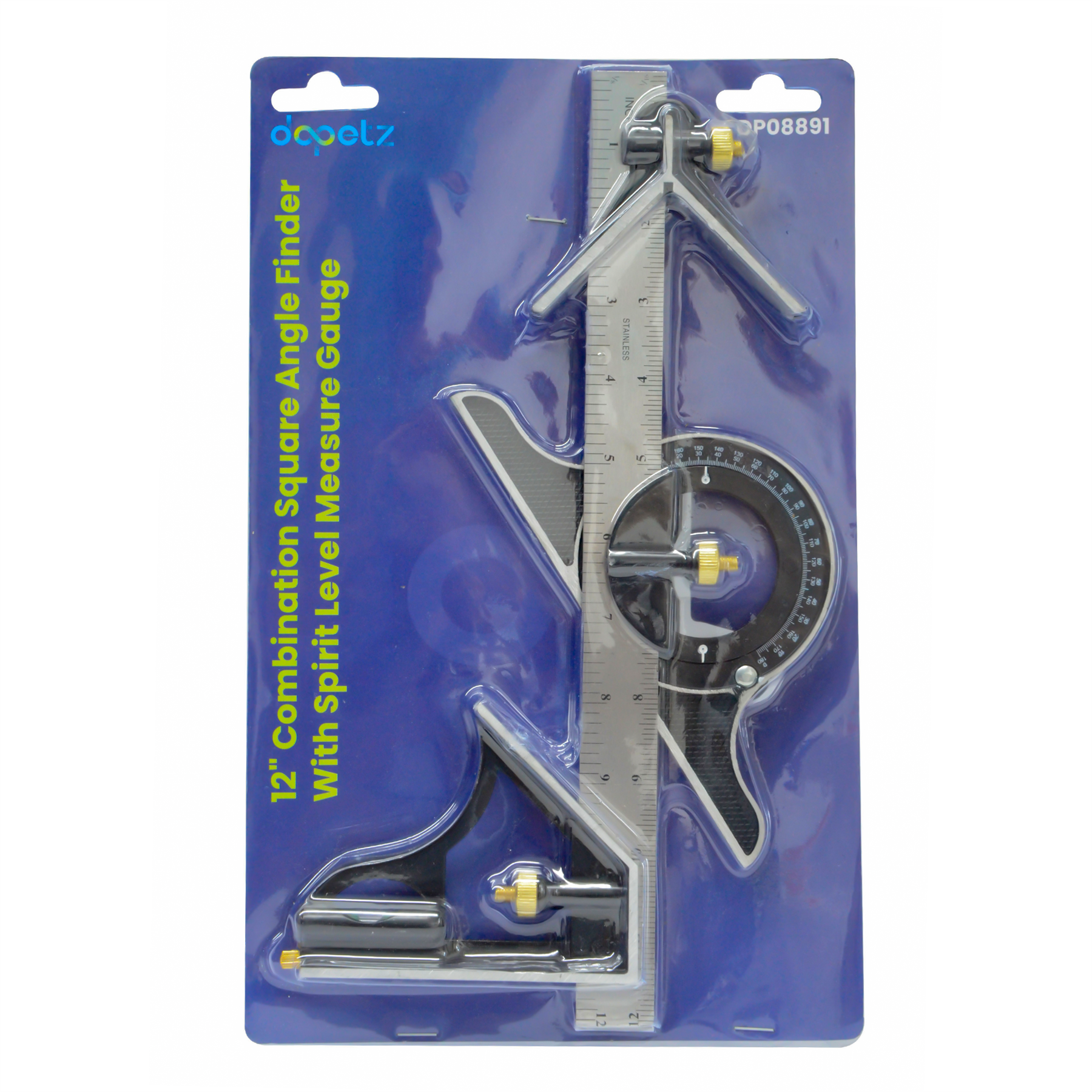 12in 300mm Combination Square Stainless Steel Adjustable Angle Ruler 180° with Bubble Level Tool - Image 4