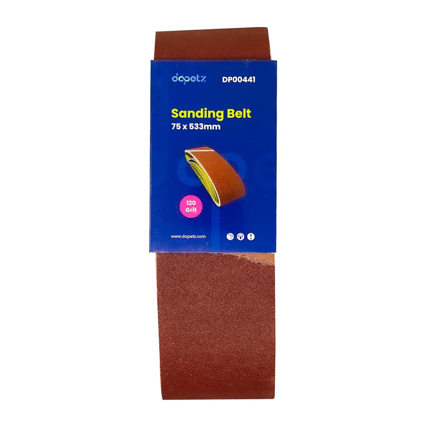 Sanding Belts 75mm x 533mm 120 Grit Very Coarse Sander Sheets Sanding Belts Pack of 5 - Image 2