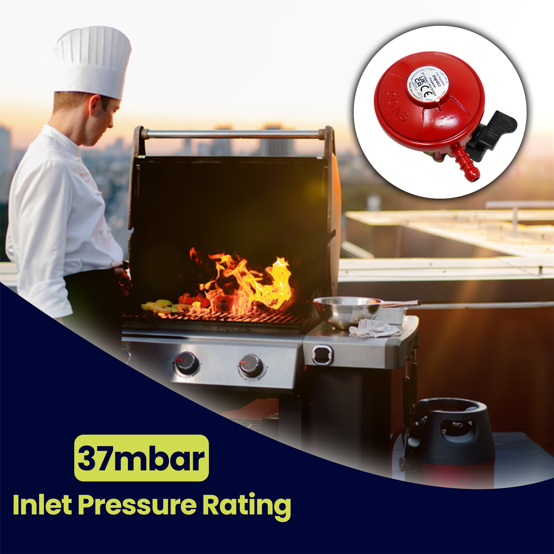 Propane Gas Clip On Regulator 27mm Flowgas Calor BP 5,10,15 KG Patio Gas 37mbar - Image 5