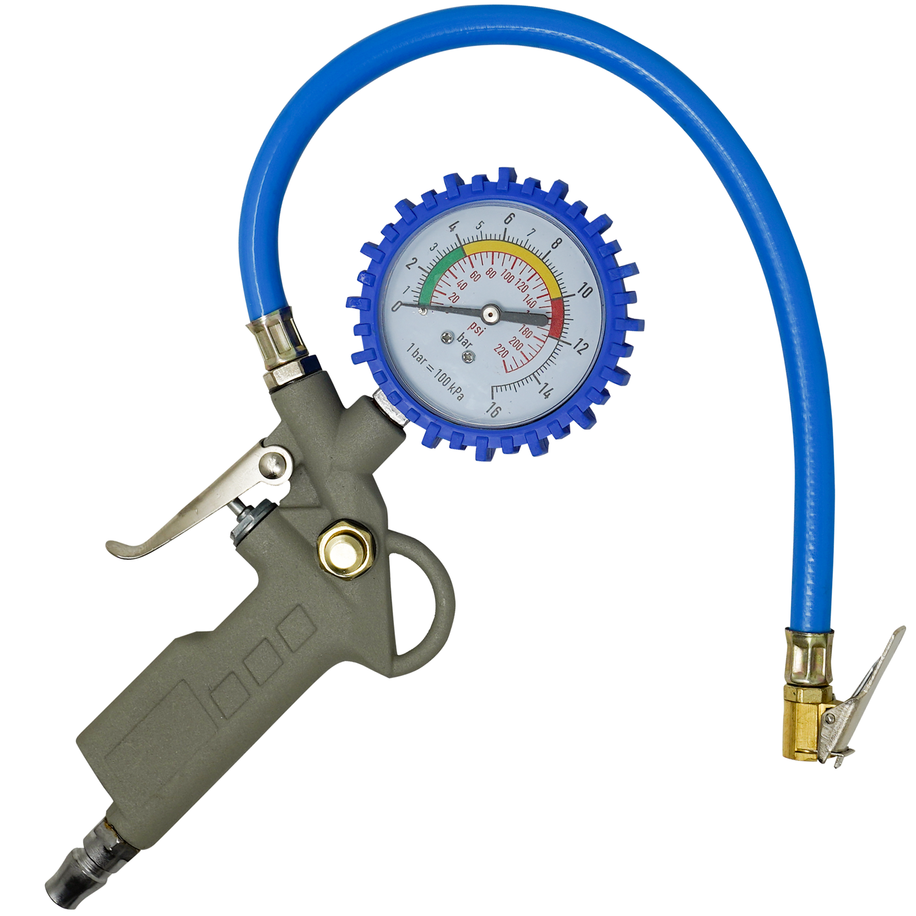 Tyre Air Inflator and Pressure Gauge Gun For Use With Air Compressor Car Van
