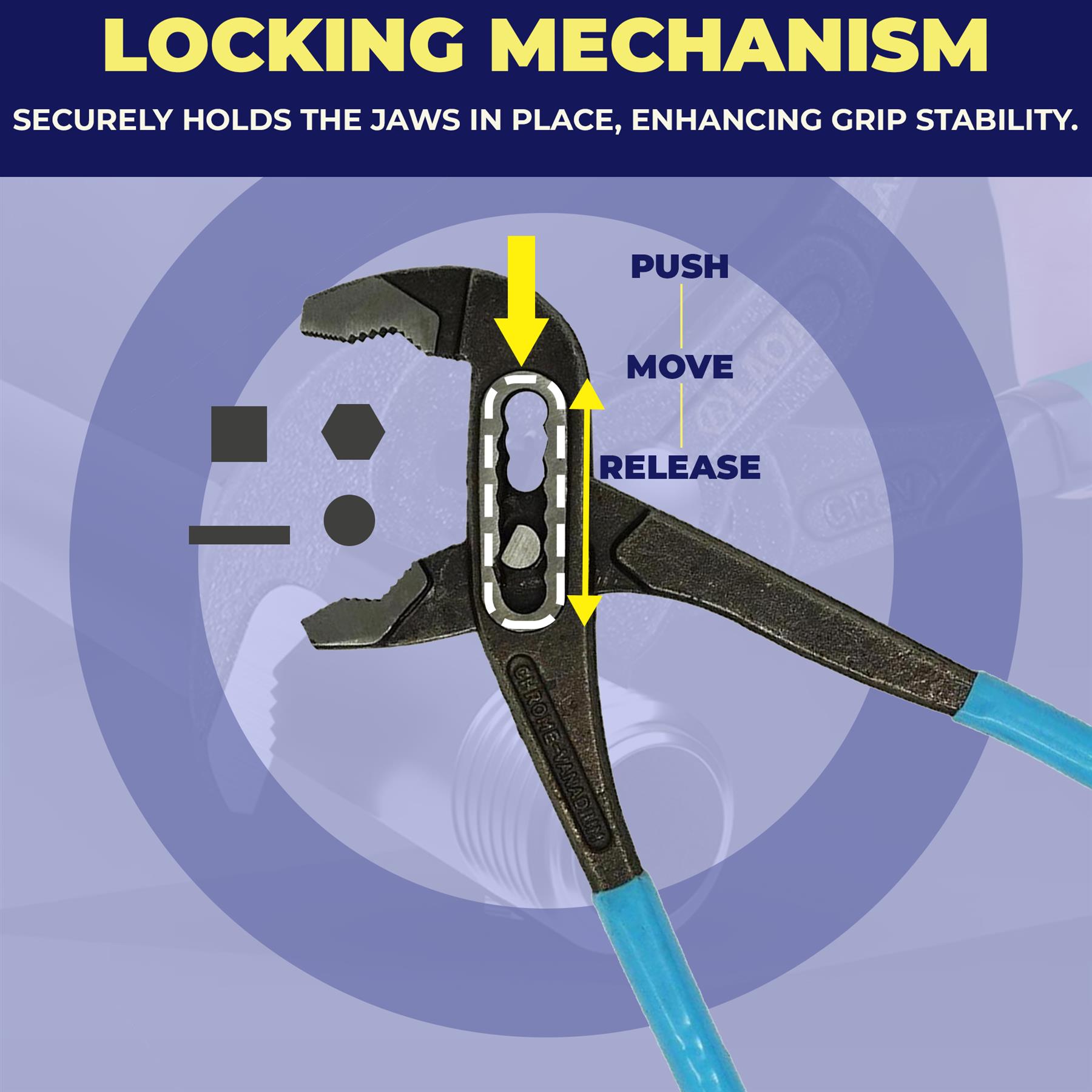 300mm 12" Plumbers Slim Jaw Waterpump Pipe Wrench Pliers Grips Pump Chrome New - Image 5