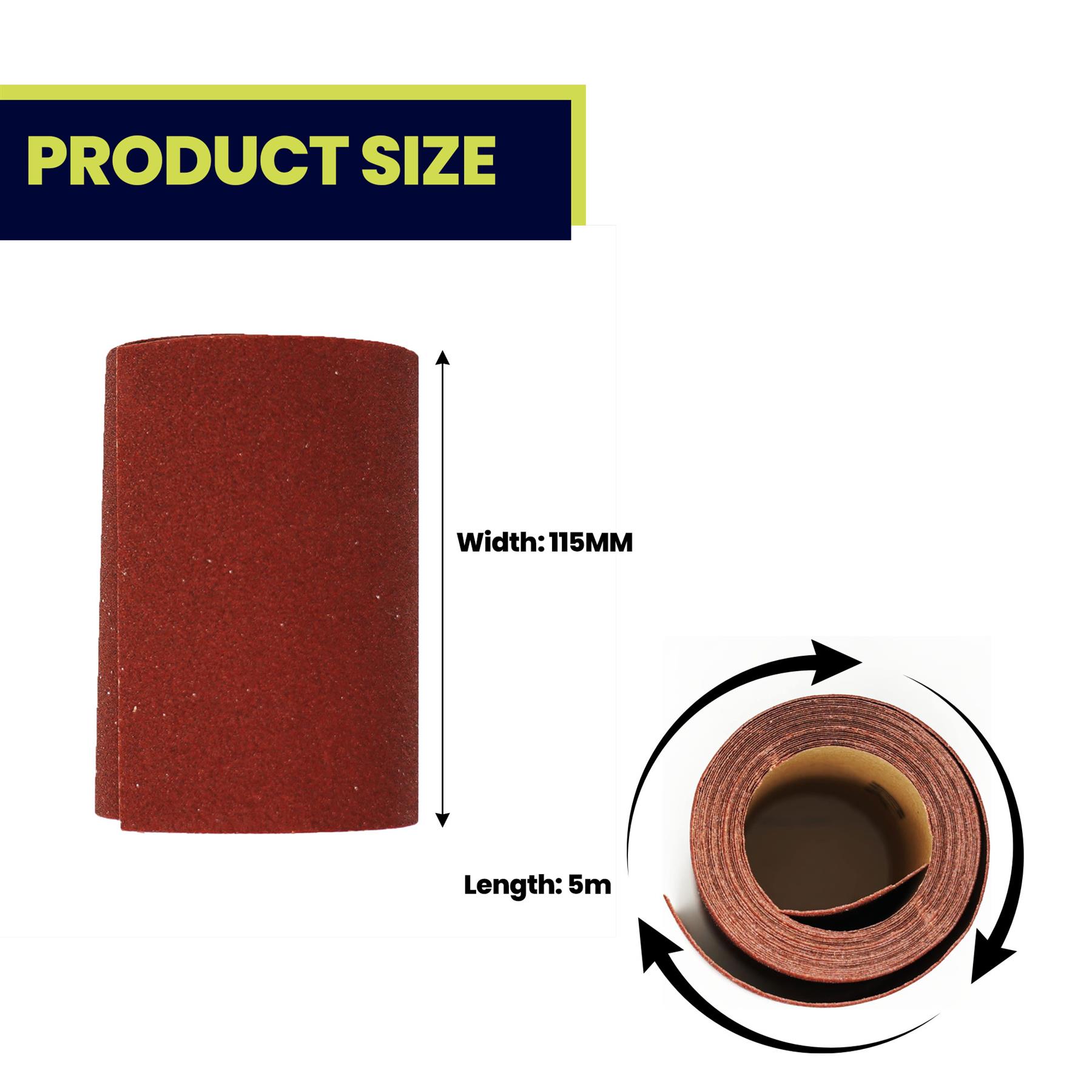 Aluminium Oxide Sanding Roll 115mm 5m Red Grit 40 Sandpaper Sand Woodwork - Image 3