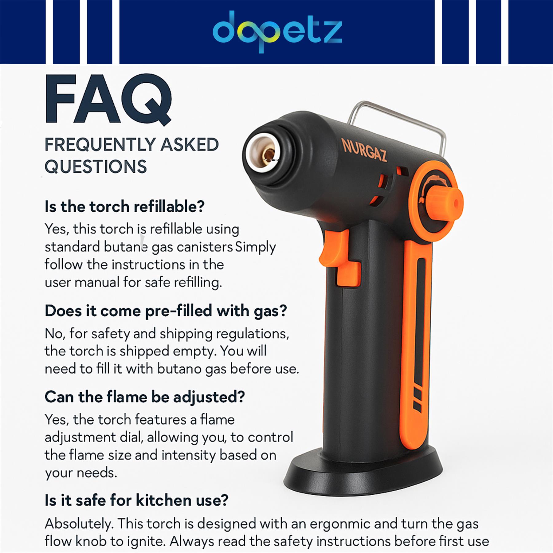 Butane Blow Torch Adjustable Flame Blow Torch Lighter with Safety Lock for Creme Brulee, BBQ and Baking - Image 2