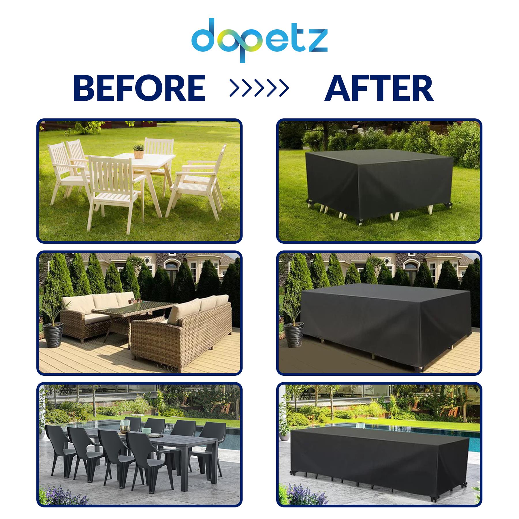 Outdoor Garden Furniture Cover 420D Oxford Fabric Water Repellent Windproof UV Resistant Black 315x160x74cm - Image 4