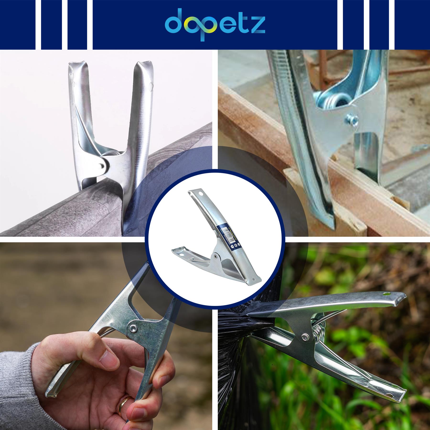 MARKET STALL SPRING CLAMPS 6" Large Metal Heavy Duty Clip Fix Tarpaulin Sheet - Image 3