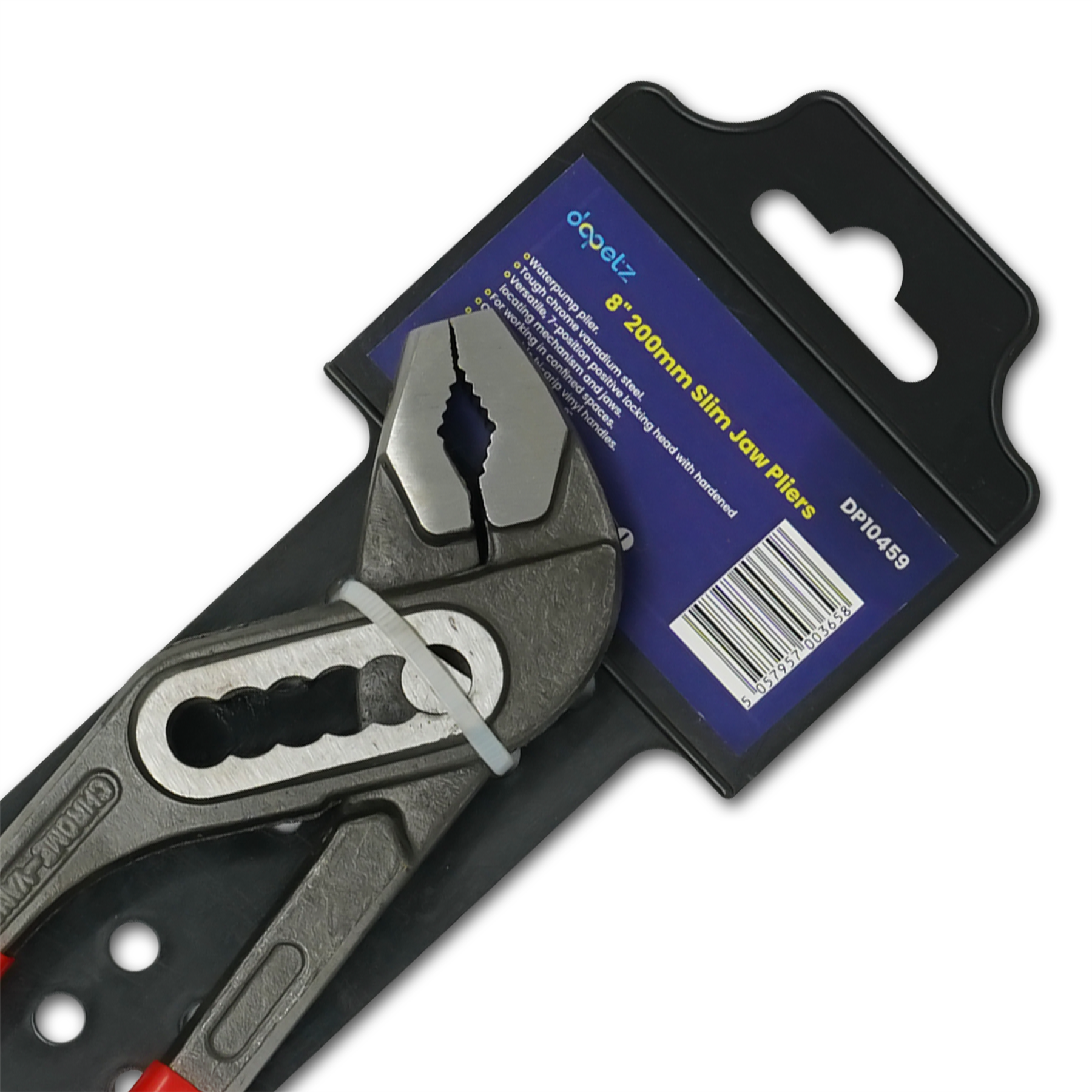 8" 200mm Plumbers Slim Jaw Waterpump Pipe Wrench Pliers Grips Pump Chrome - Image 2