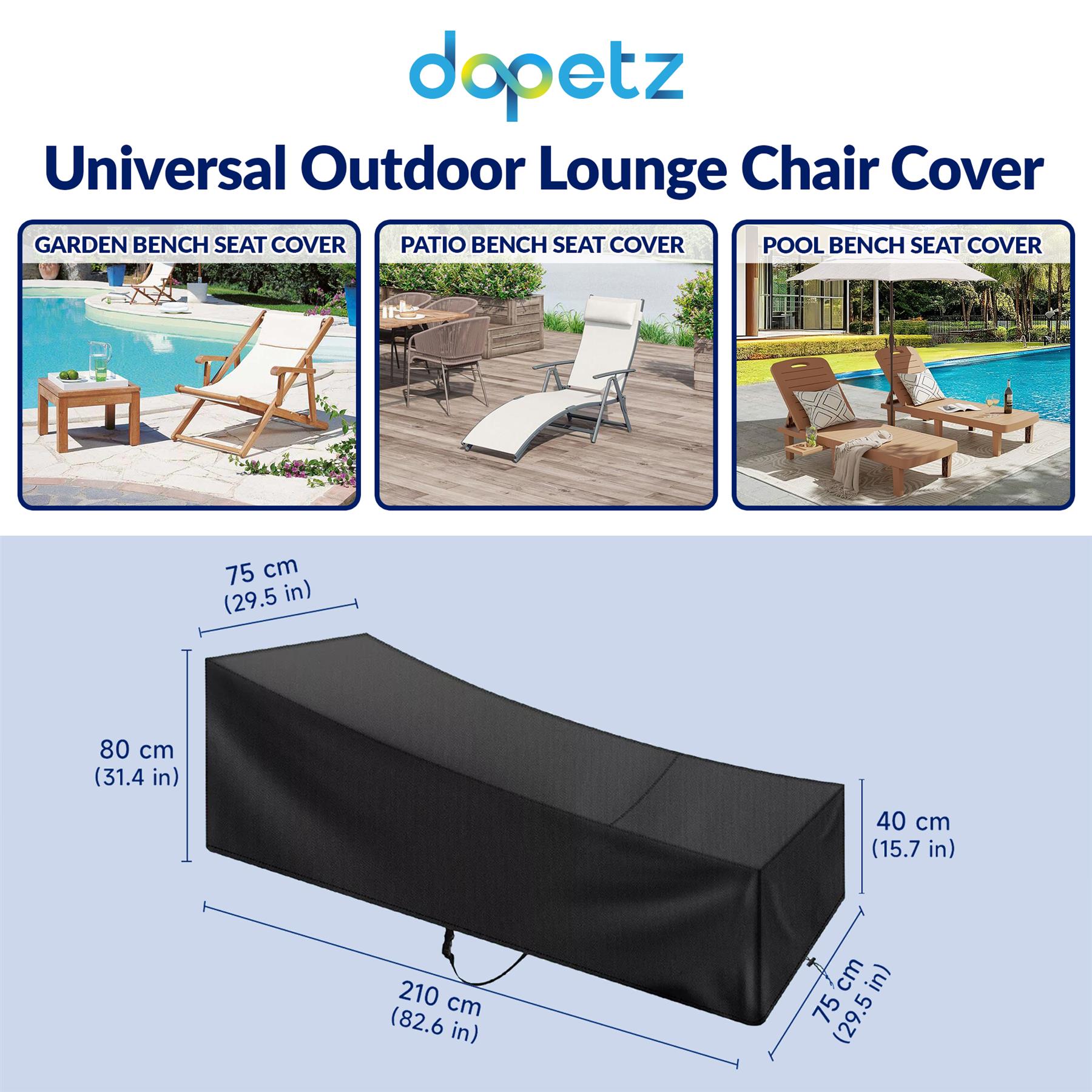 Garden Sun Lounger Cover 420D Polyester Water Repellent Windproof UV Resistant Outdoor Chair 200x80x40cm - Image 2