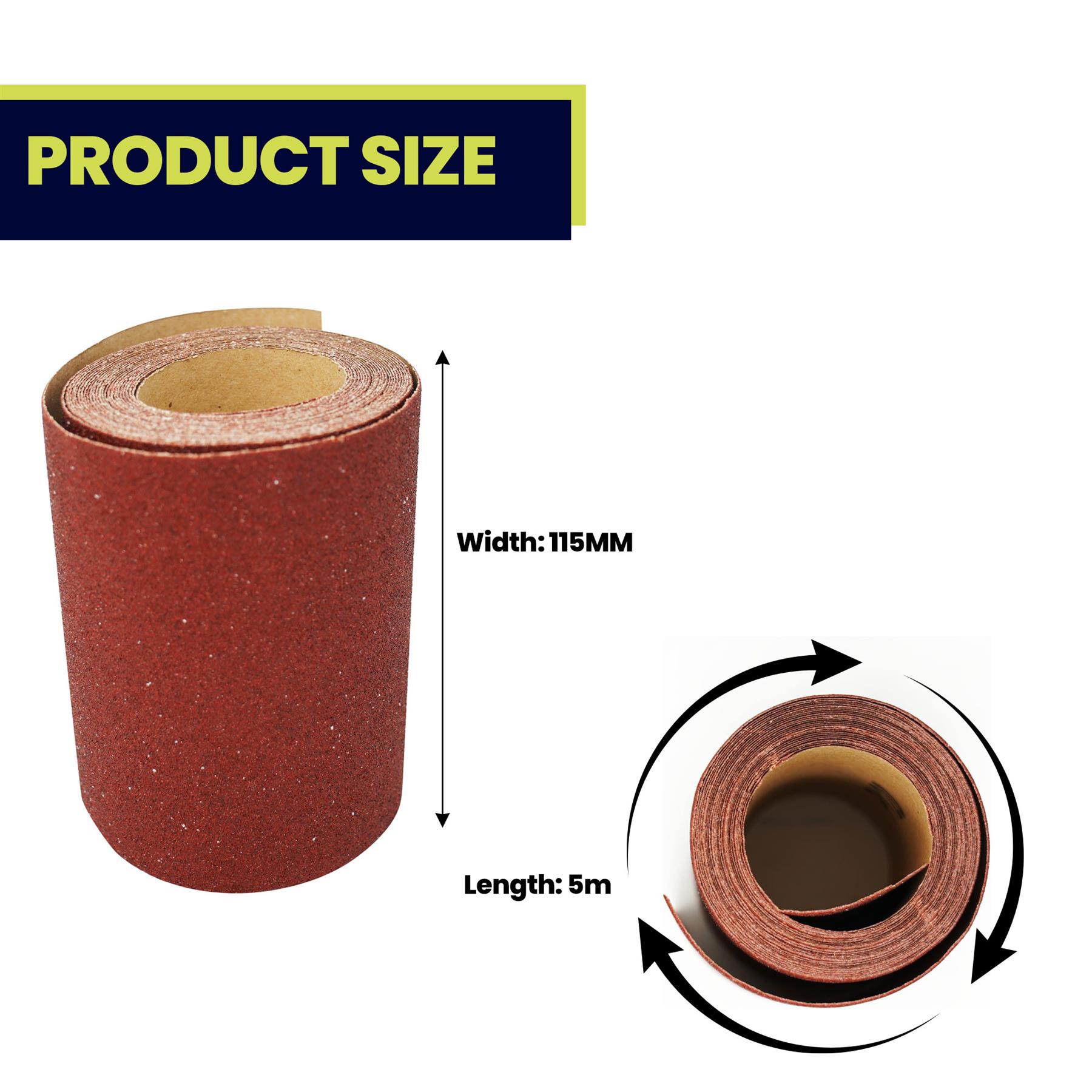 Aluminium Oxide Sanding Roll 115mm 5m Red Grit 80 Sandpaper Sand Woodwork - Image 3